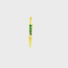 Single Emerald Green Crystal Spike Charm Huggie