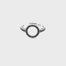 Black Open Circle Crystal Ring