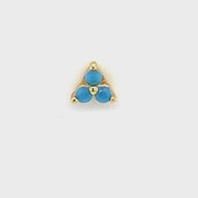Single Lola Mini Turquoise Trinity Crystal Stud 2.5mm