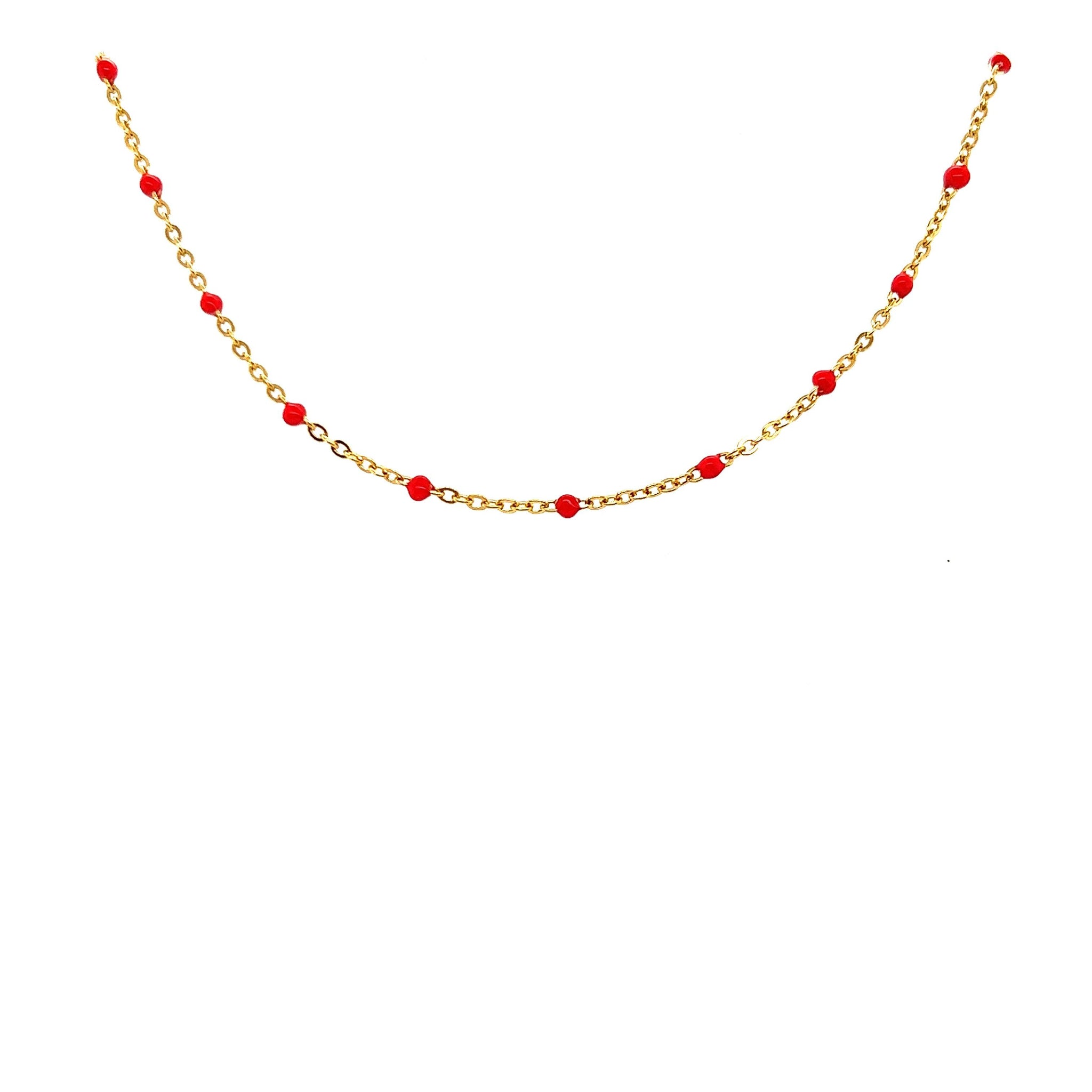 Amber Red Beaded Choker - CM Jewellery Designs Ltd