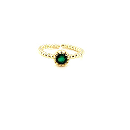 Beaded Emerald Stone Adjustable Ring - CM Jewellery Designs Ltd