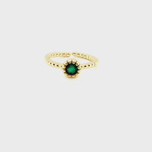 Beaded Emerald Stone Adjustable Ring