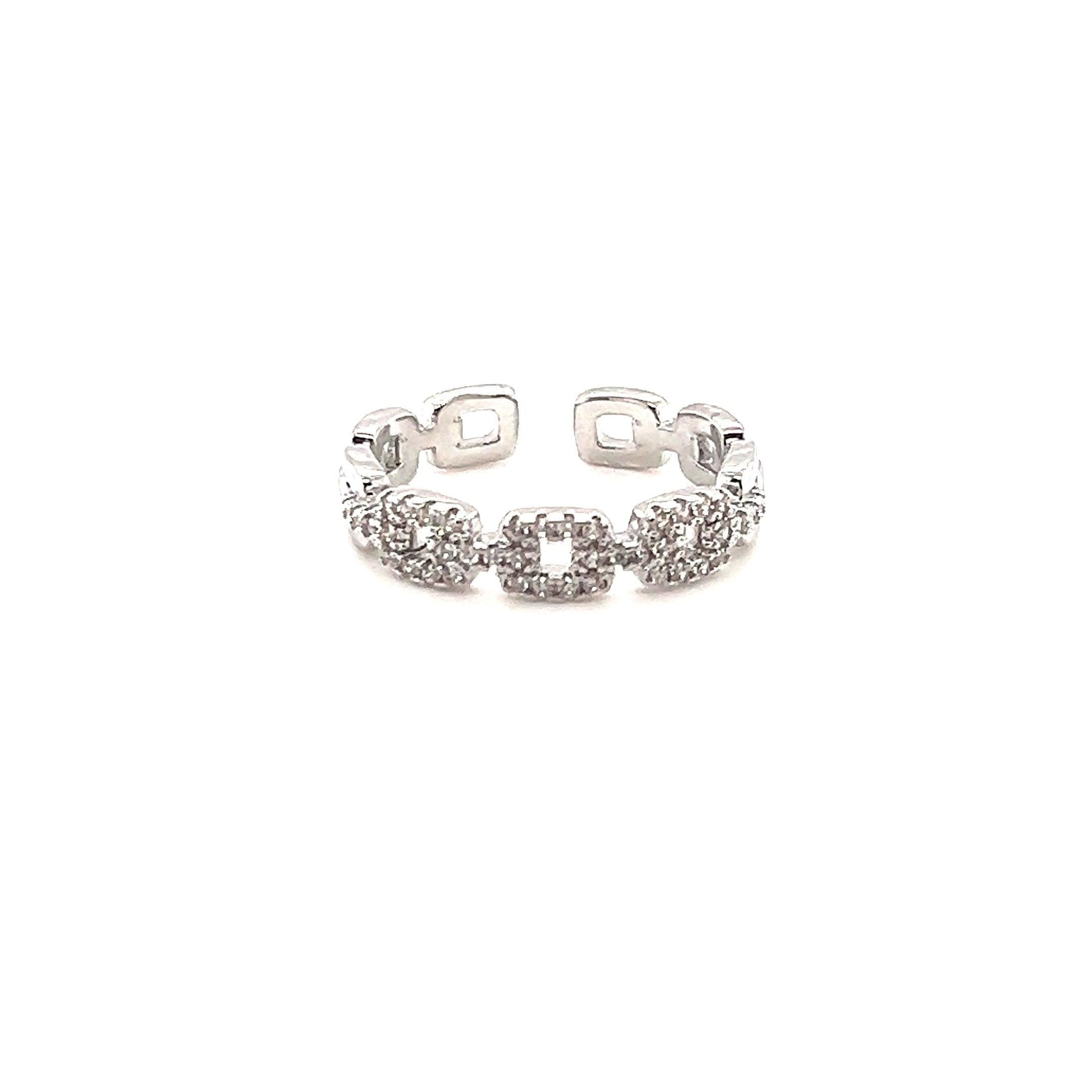Crystal Chain Link Adjustable Ring - CM Jewellery Designs Ltd