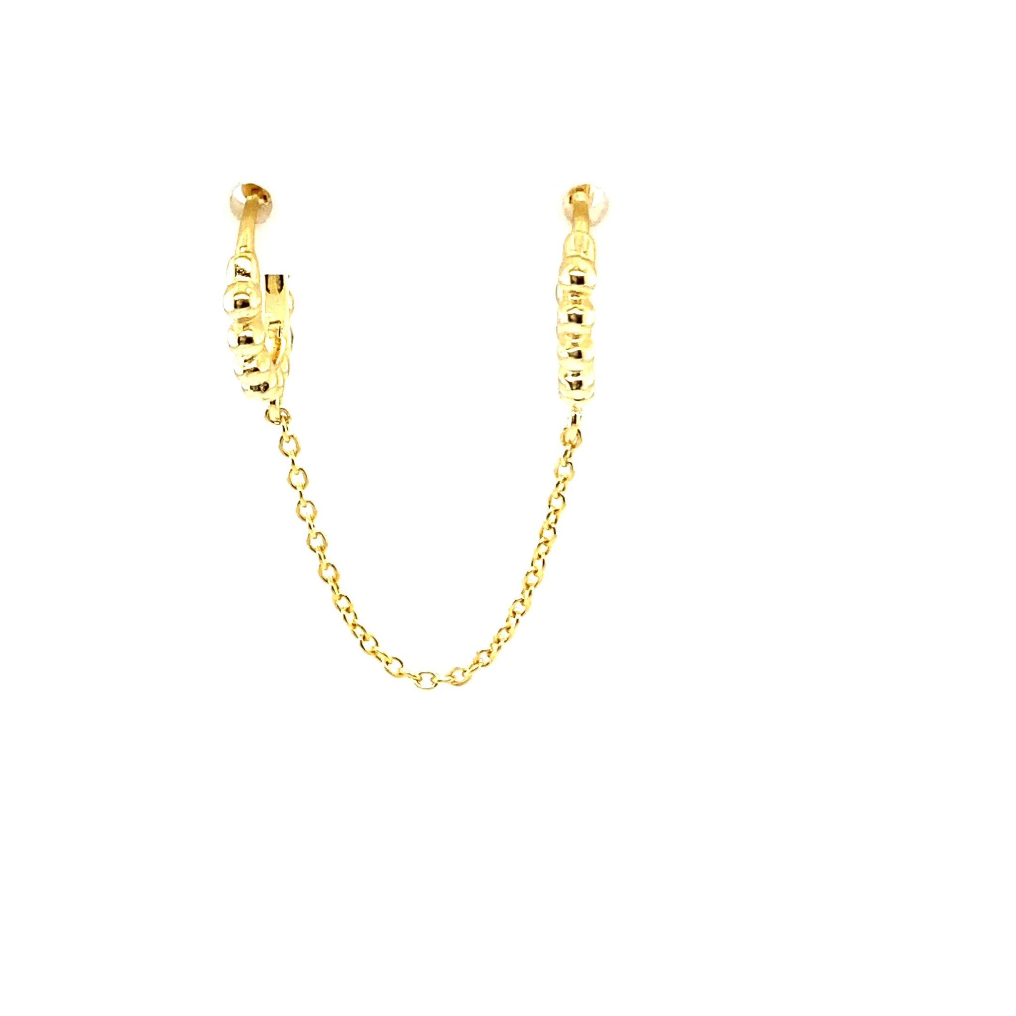 Double Beaded Huggie Chain - CM Jewellery Designs Ltd