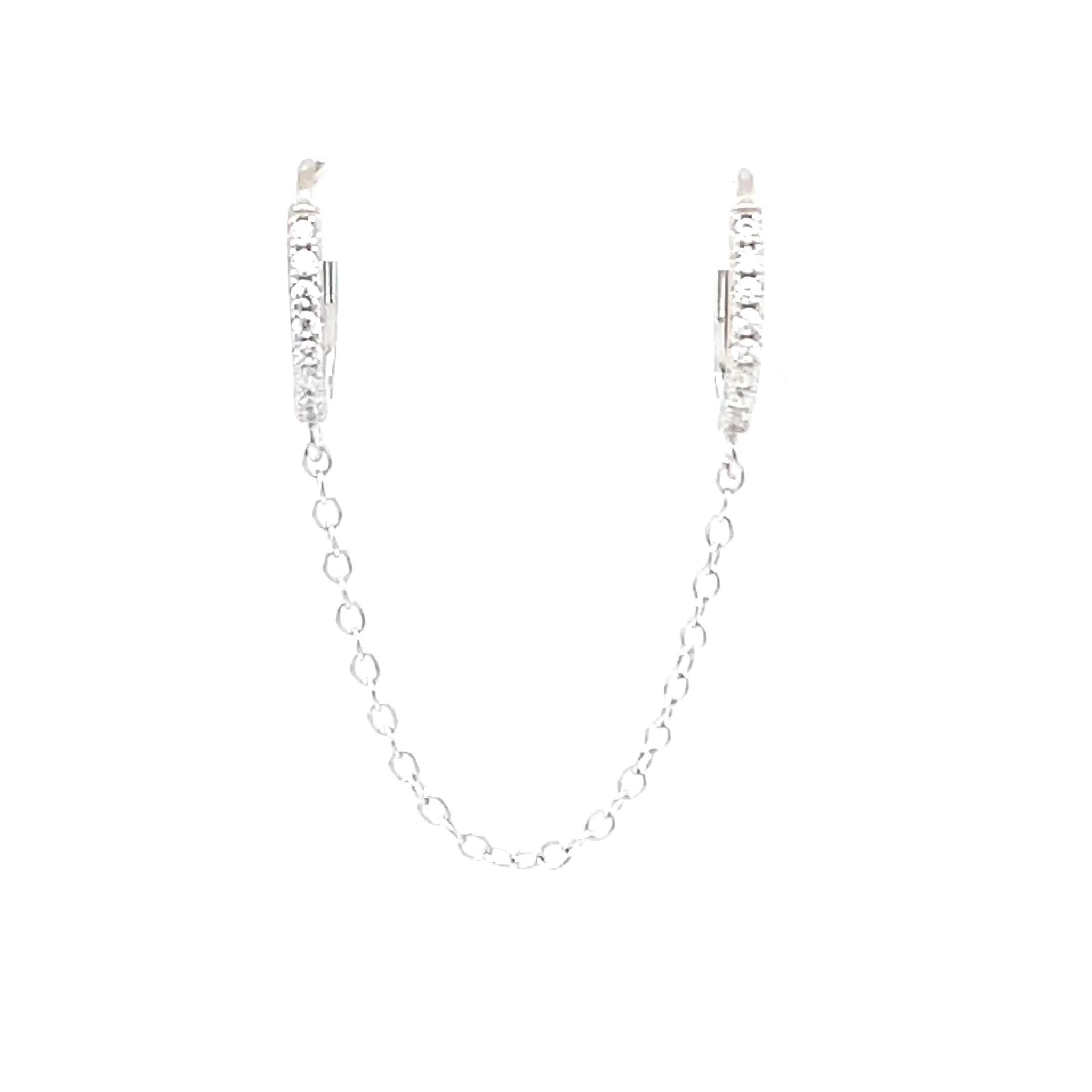 Double Bella Crystal Huggie Chain Earring - CM Jewellery Designs Ltd