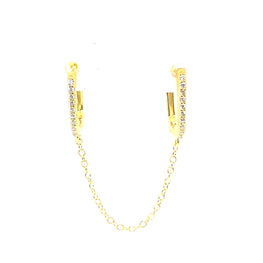 Double Crystal Paperclip Huggie Chain - CM Jewellery Designs Ltd