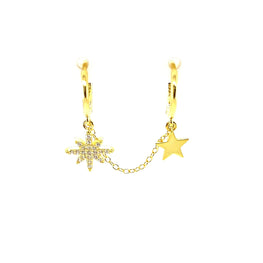 Double Crystal Star Huggie Chain - CM Jewellery Designs Ltd