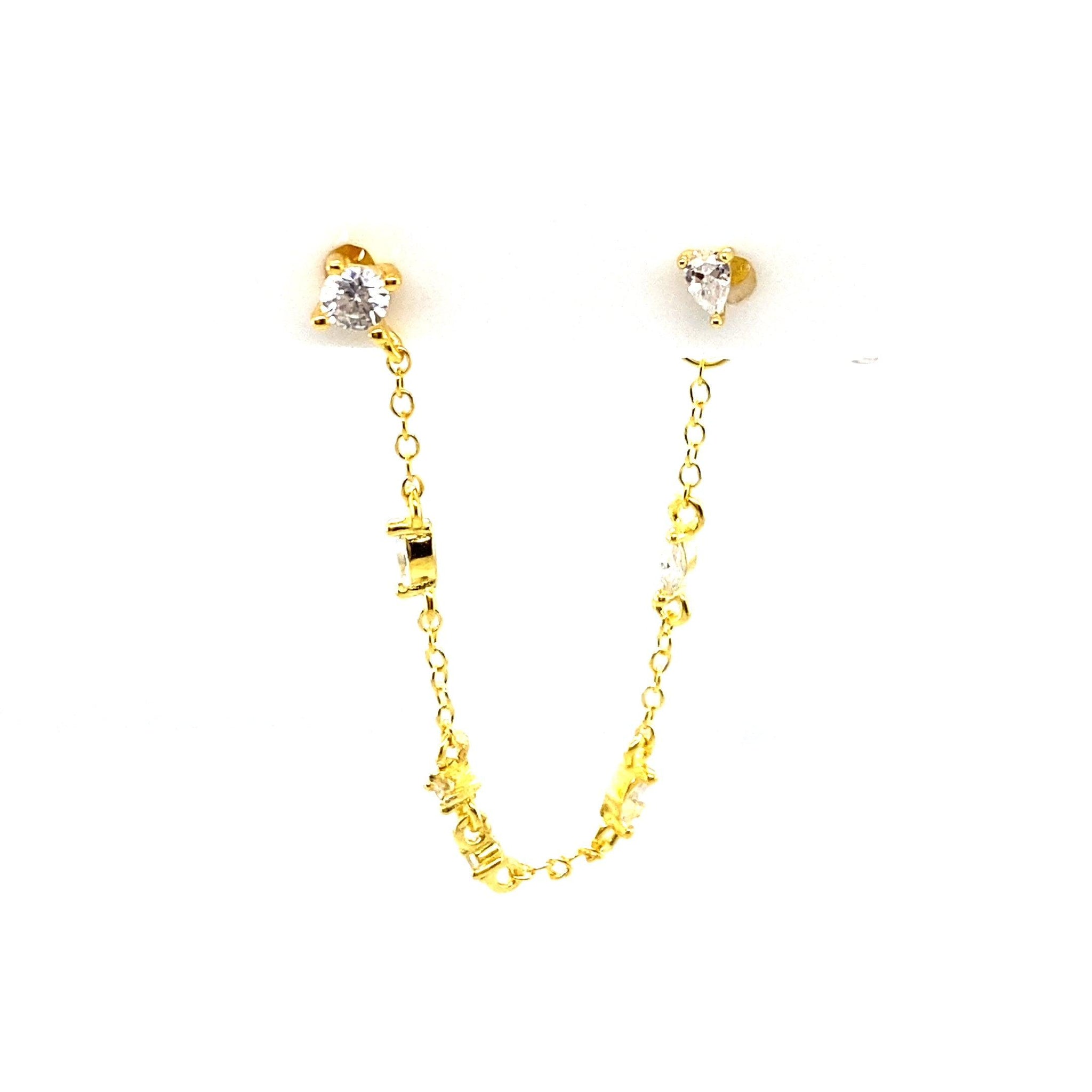 Double Crystal Stud Chain - CM Jewellery Designs Ltd