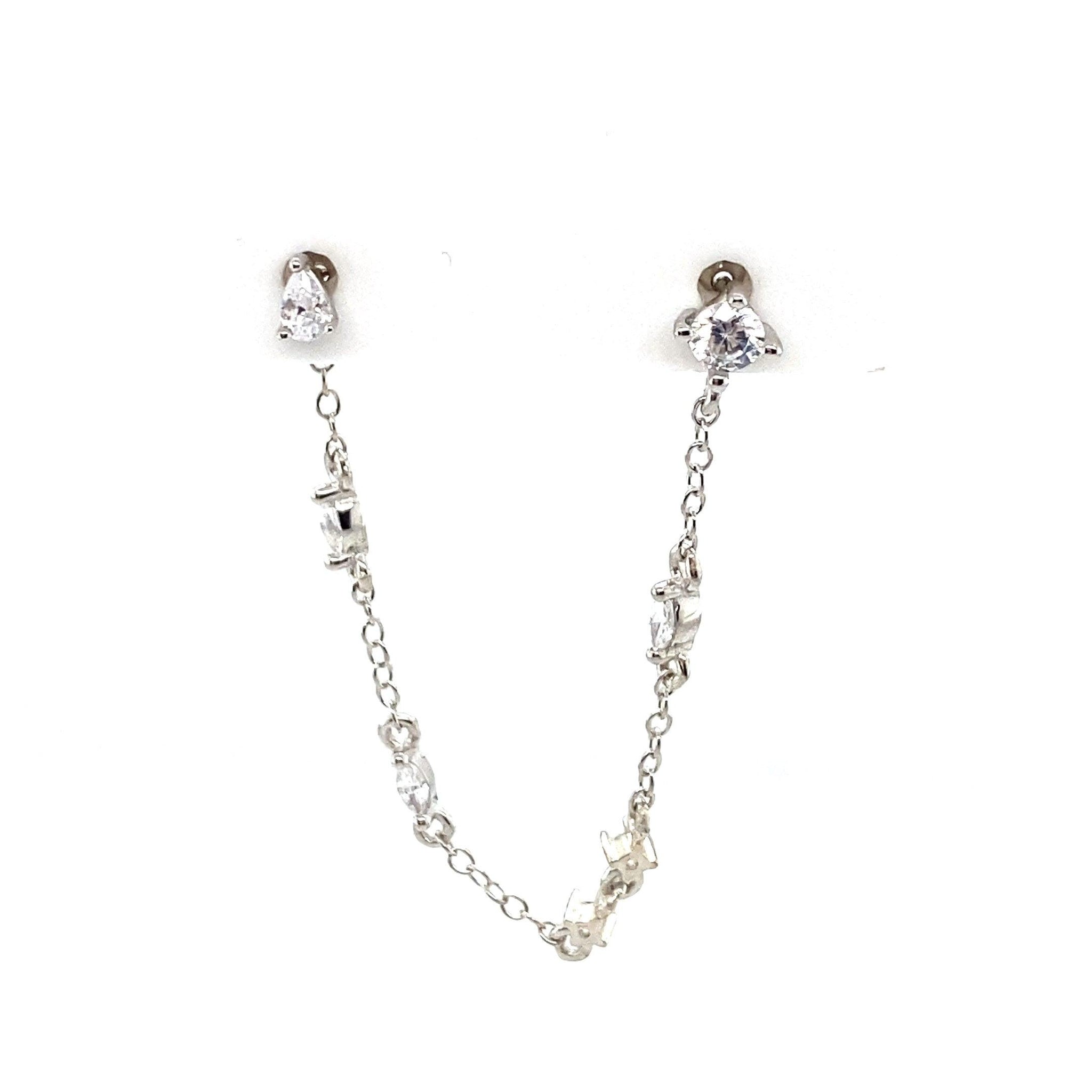Double Crystal Stud Chain - CM Jewellery Designs Ltd