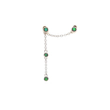 Jade Green Double Crystal Stud Chain - CM Jewellery Designs Ltd
