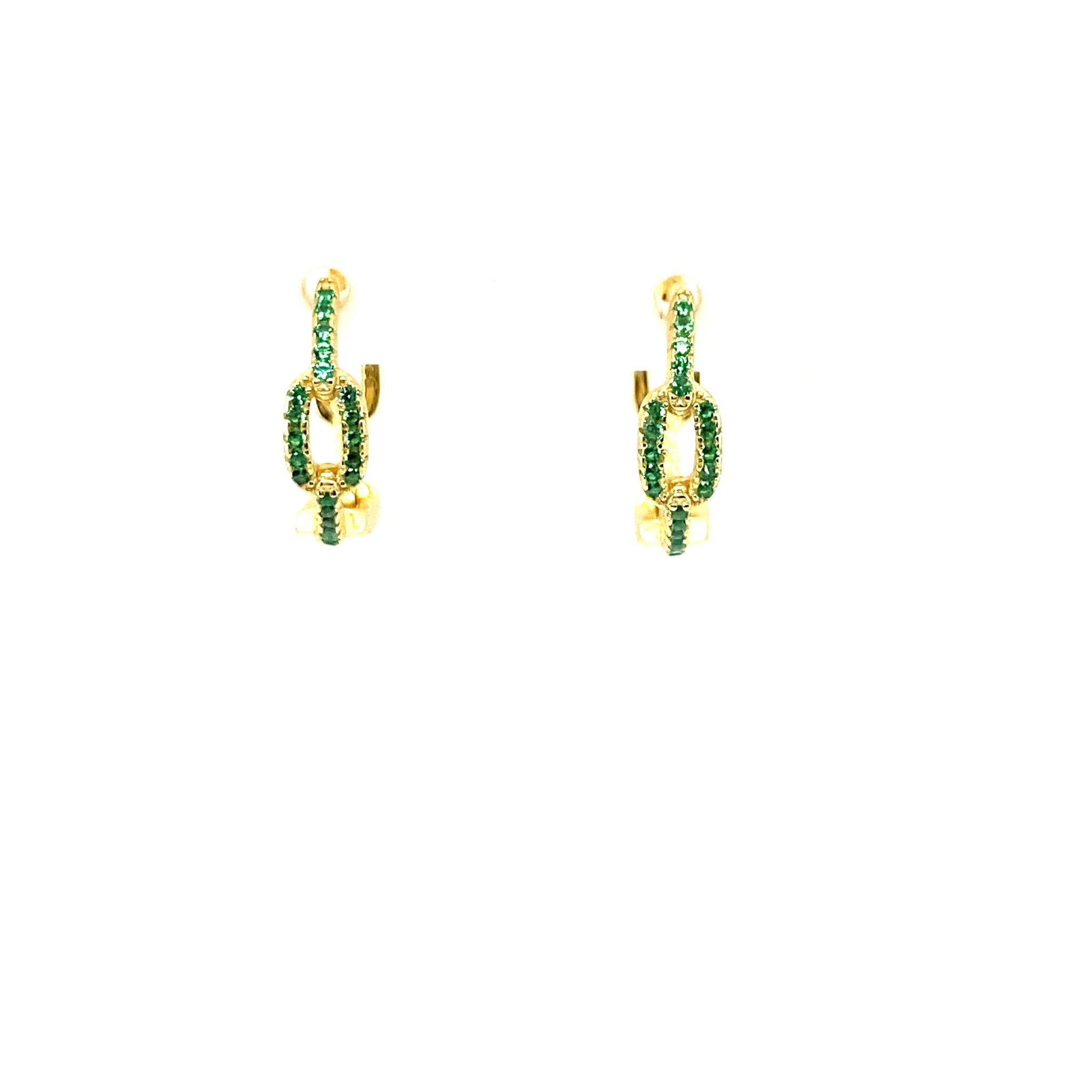 Pair Of Emerald Green Chain Hoops - CM Jewellery Designs Ltd