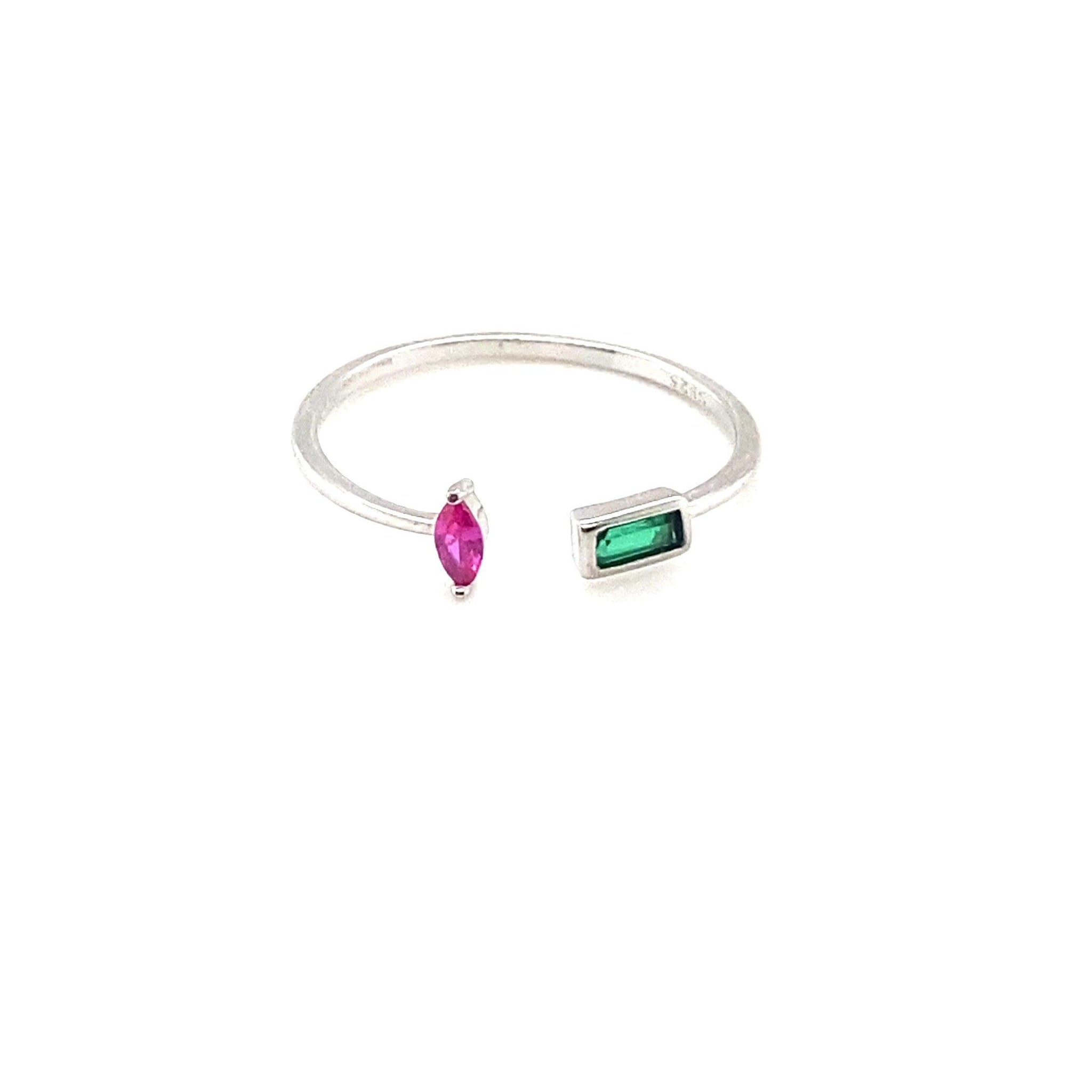 Pink & Green Adjustable Stacking Ring - CM Jewellery Designs Ltd