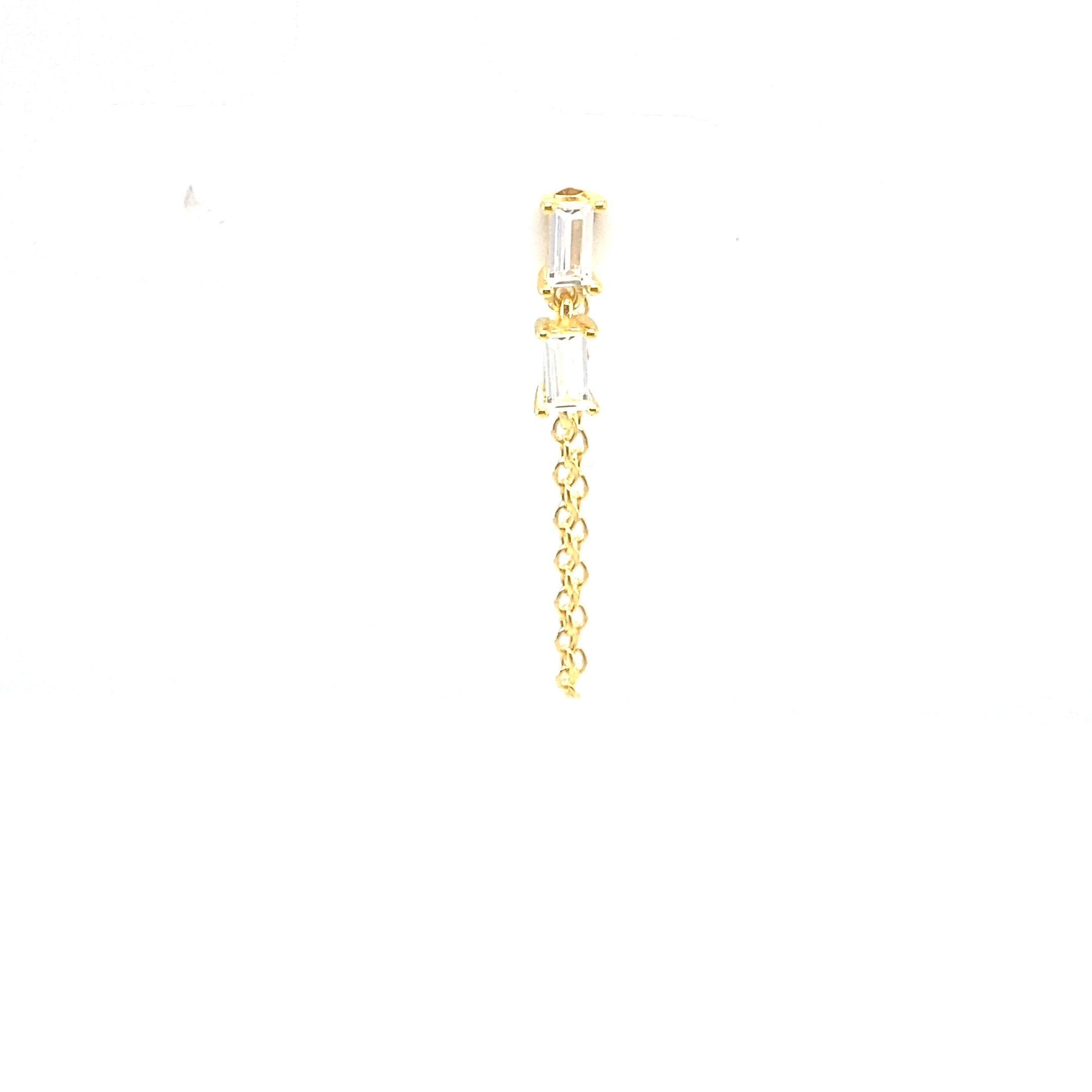 Single Baguette Stud Chain - CM Jewellery Designs Ltd
