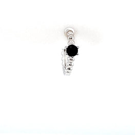 Single Beaded Black Single Stone Huggie - CM Jewellery Designs Ltd