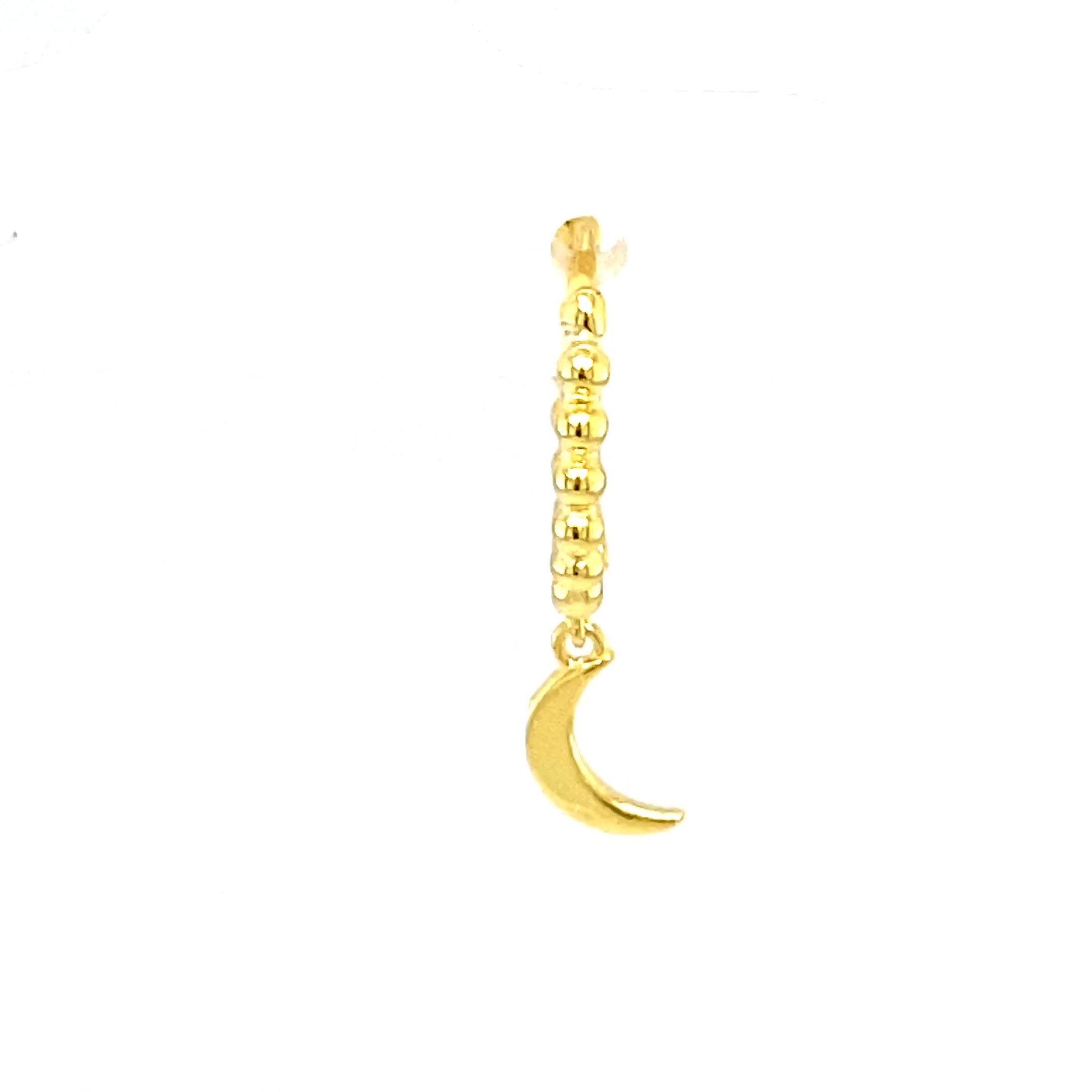 Single Beaded Moon Charm Huggie - CM Jewellery Designs Ltd