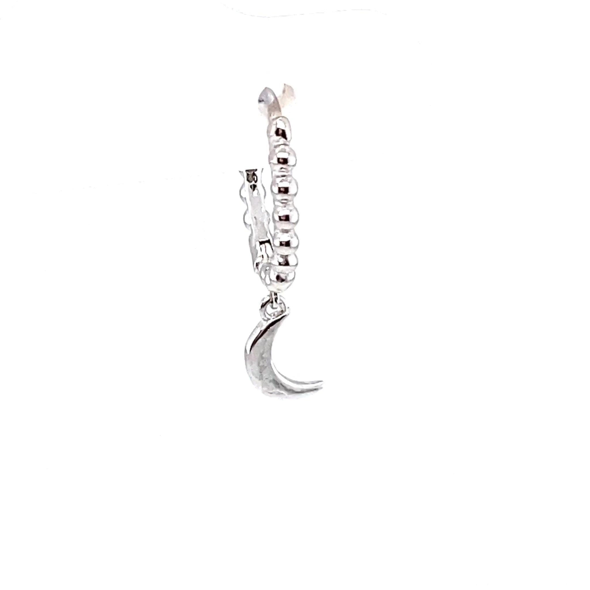 Single Beaded Moon Charm Huggie - CM Jewellery Designs Ltd