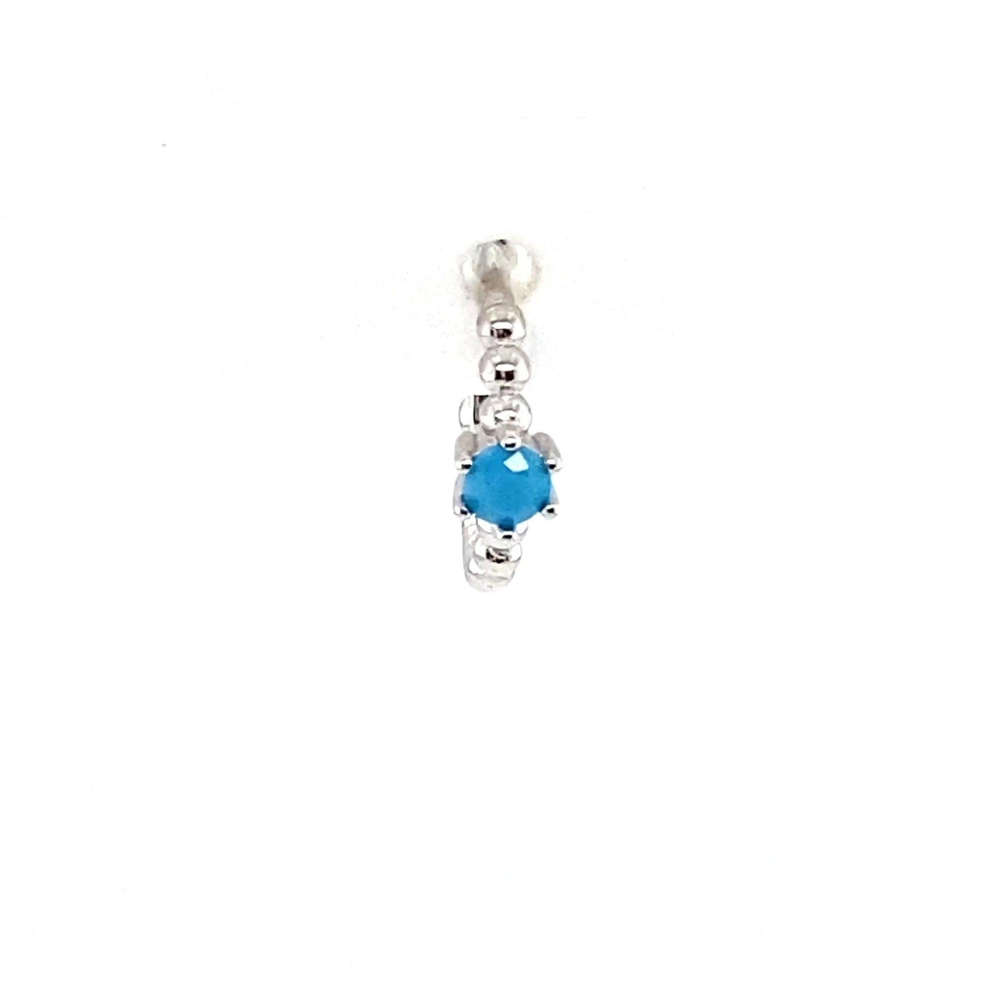 Single Beaded Turquoise Stone Huggie - CM Jewellery Designs Ltd