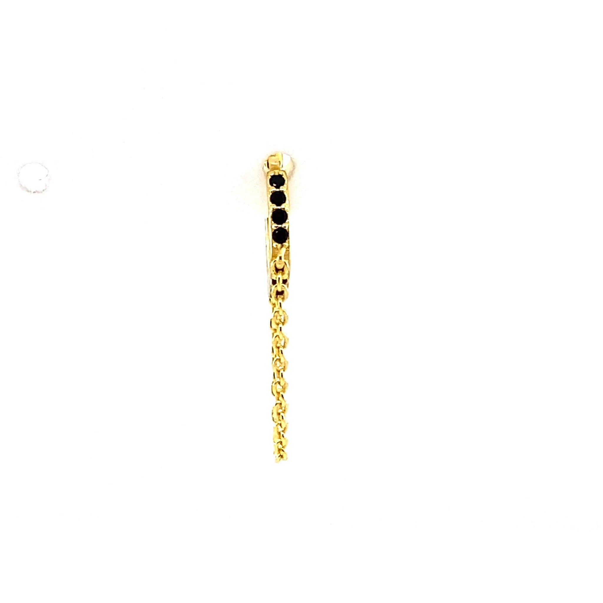 Single Black Crystal Lolly Huggie Chain - CM Jewellery Designs Ltd