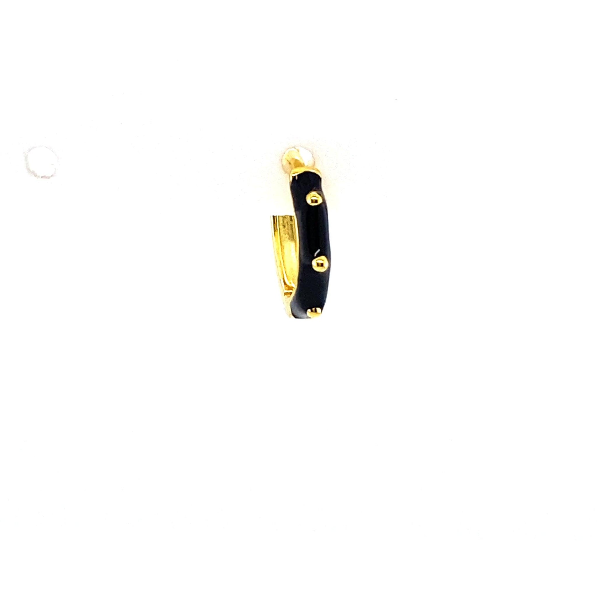 Single Black Enamel Studded Huggie - CM Jewellery Designs Ltd