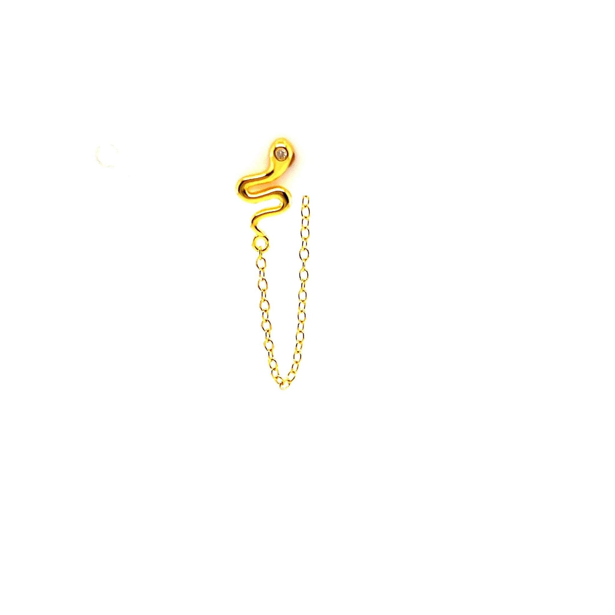 Single Crystal Eye Snake Stud Chain - CM Jewellery Designs Ltd