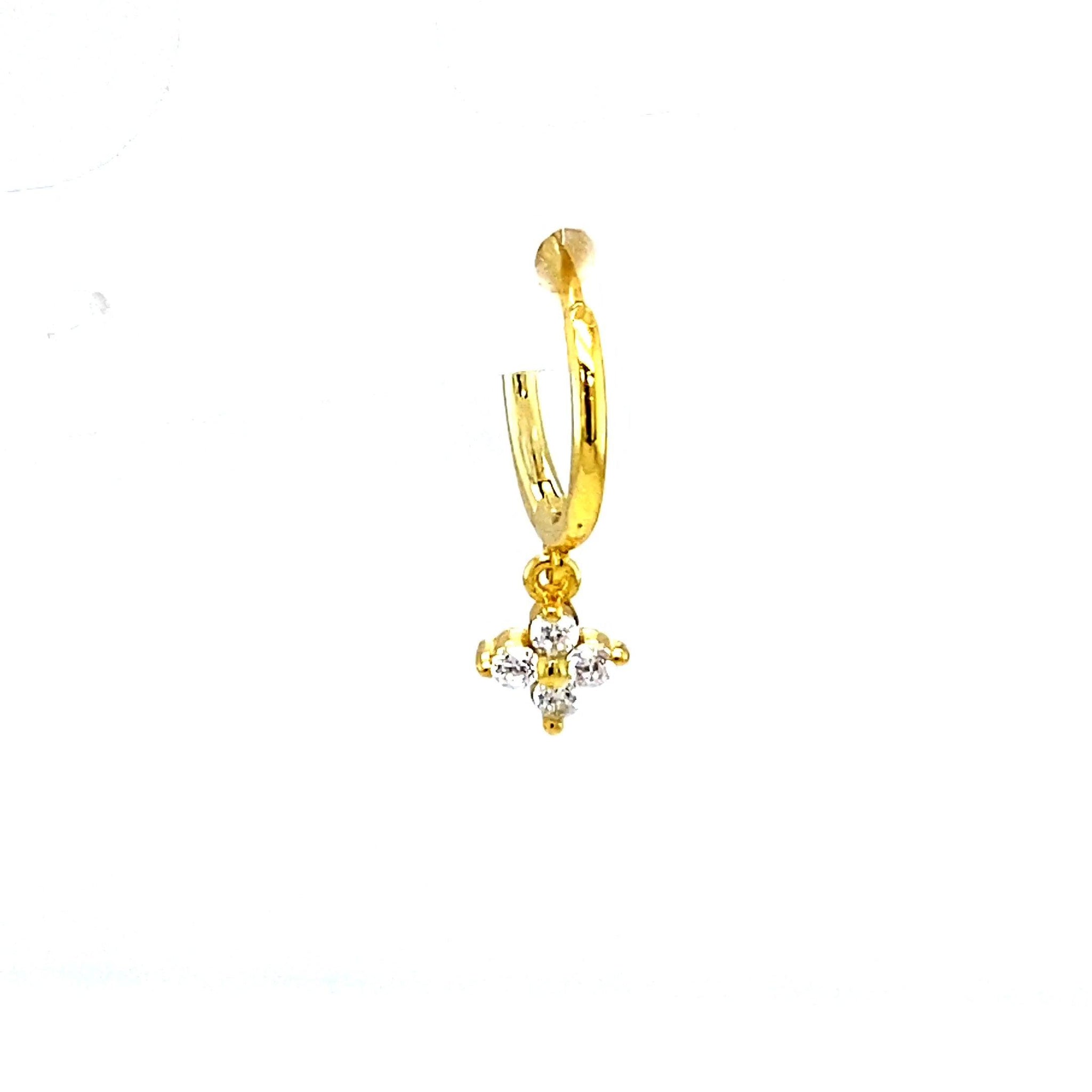 Single Crystal Flower Huggie - CM Jewellery Designs Ltd