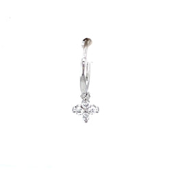 Single Crystal Flower Huggie - CM Jewellery Designs Ltd