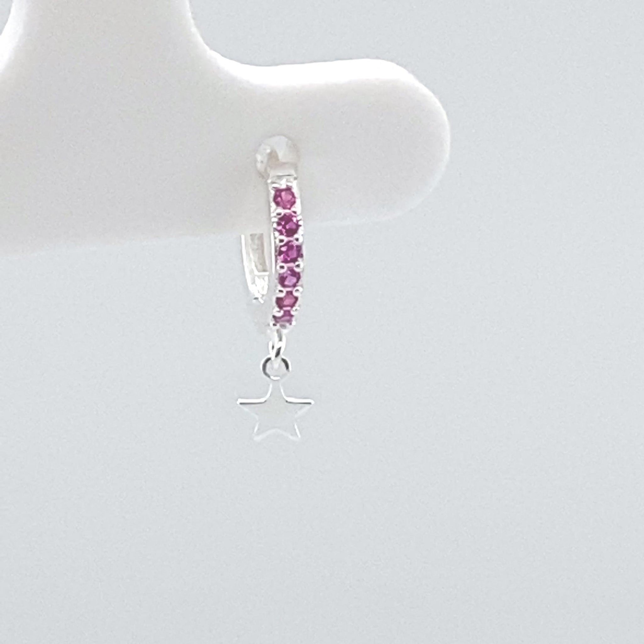 Single Ginny Pink Star Charm Huggie - CM Jewellery Designs Ltd