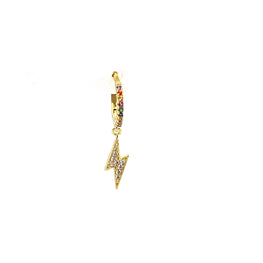 Single Gold Rainbow Lightning Crystal Huggie - CM Jewellery Designs Ltd