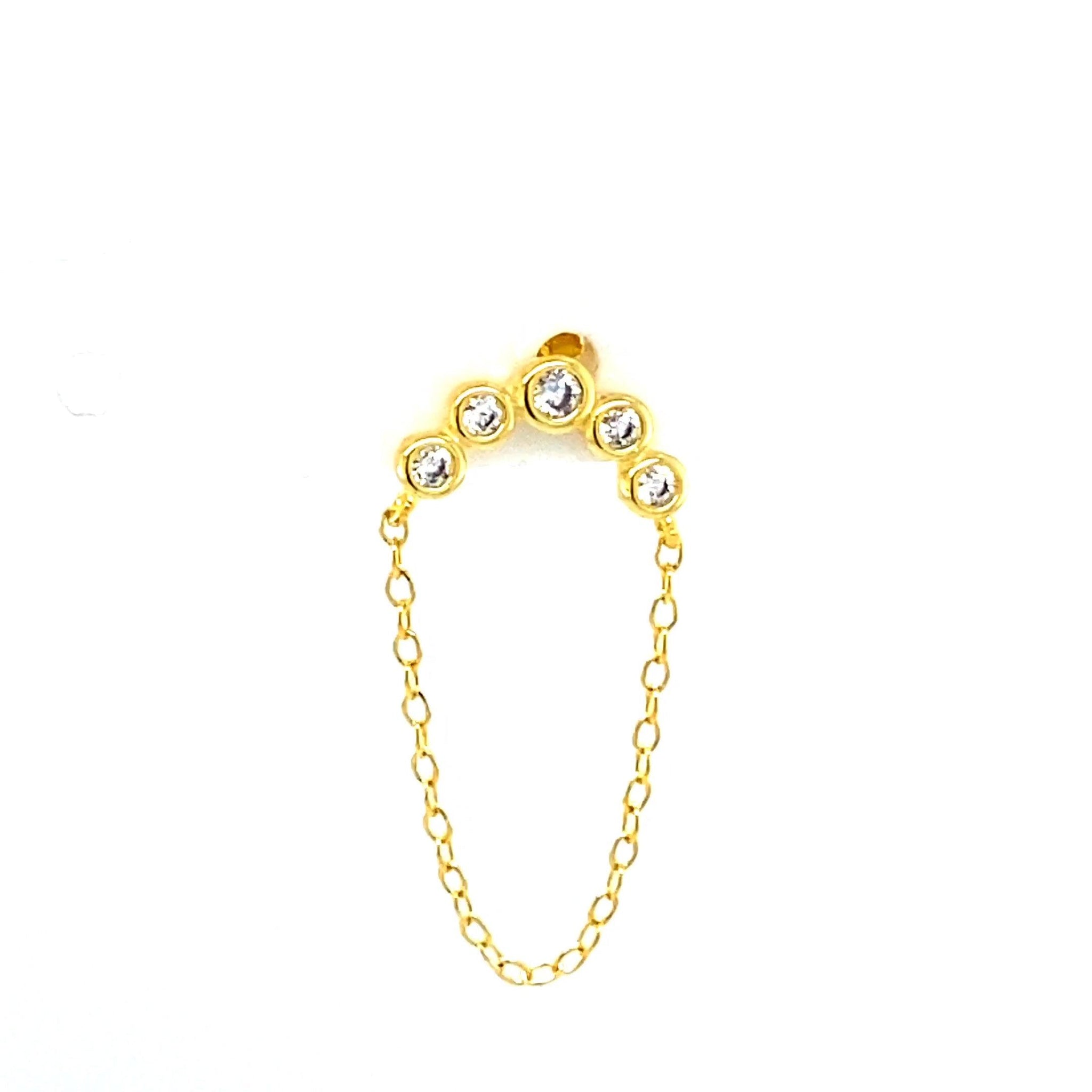 Single Halo Crystal Stud Chain - CM Jewellery Designs Ltd