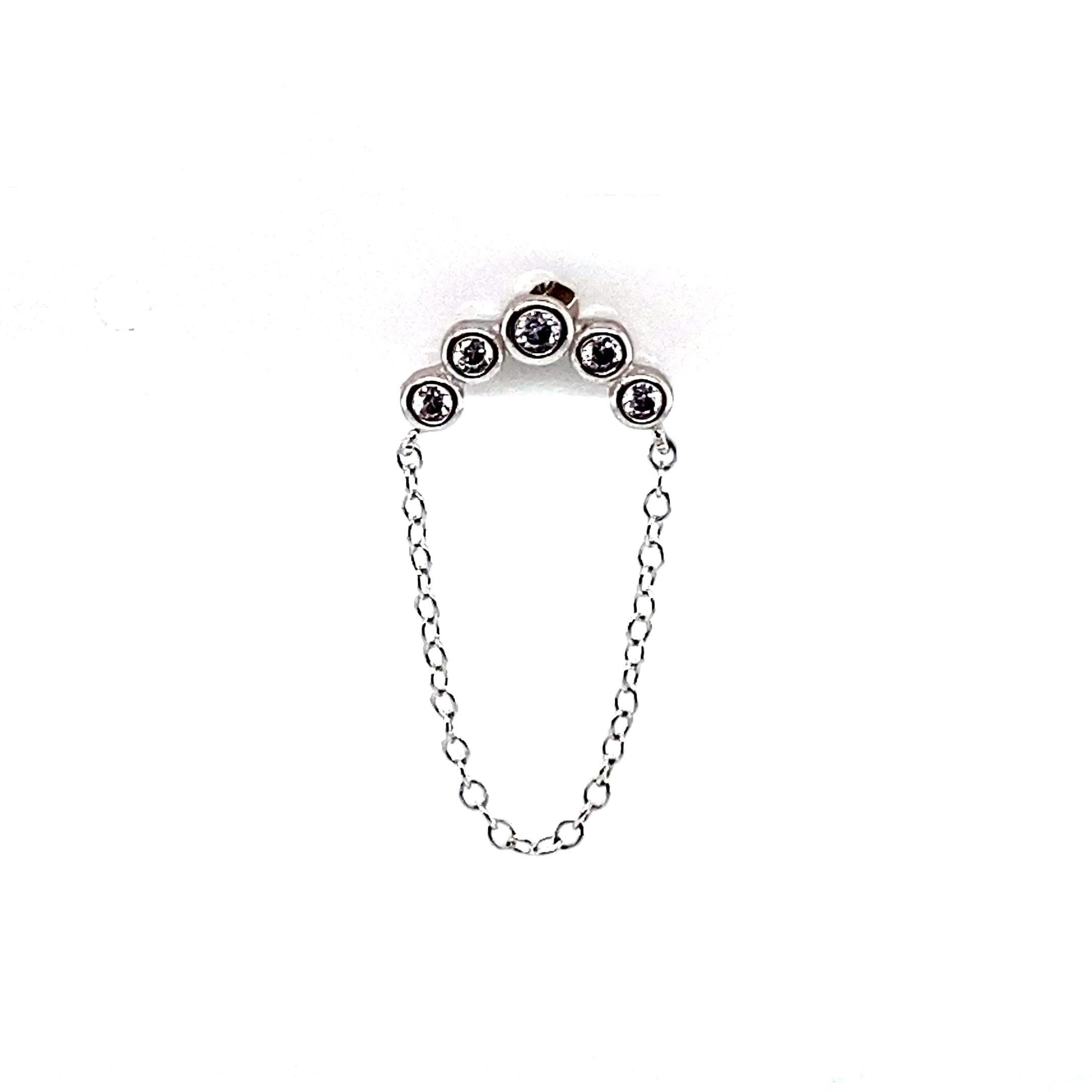 Single Halo Crystal Stud Chain - CM Jewellery Designs Ltd