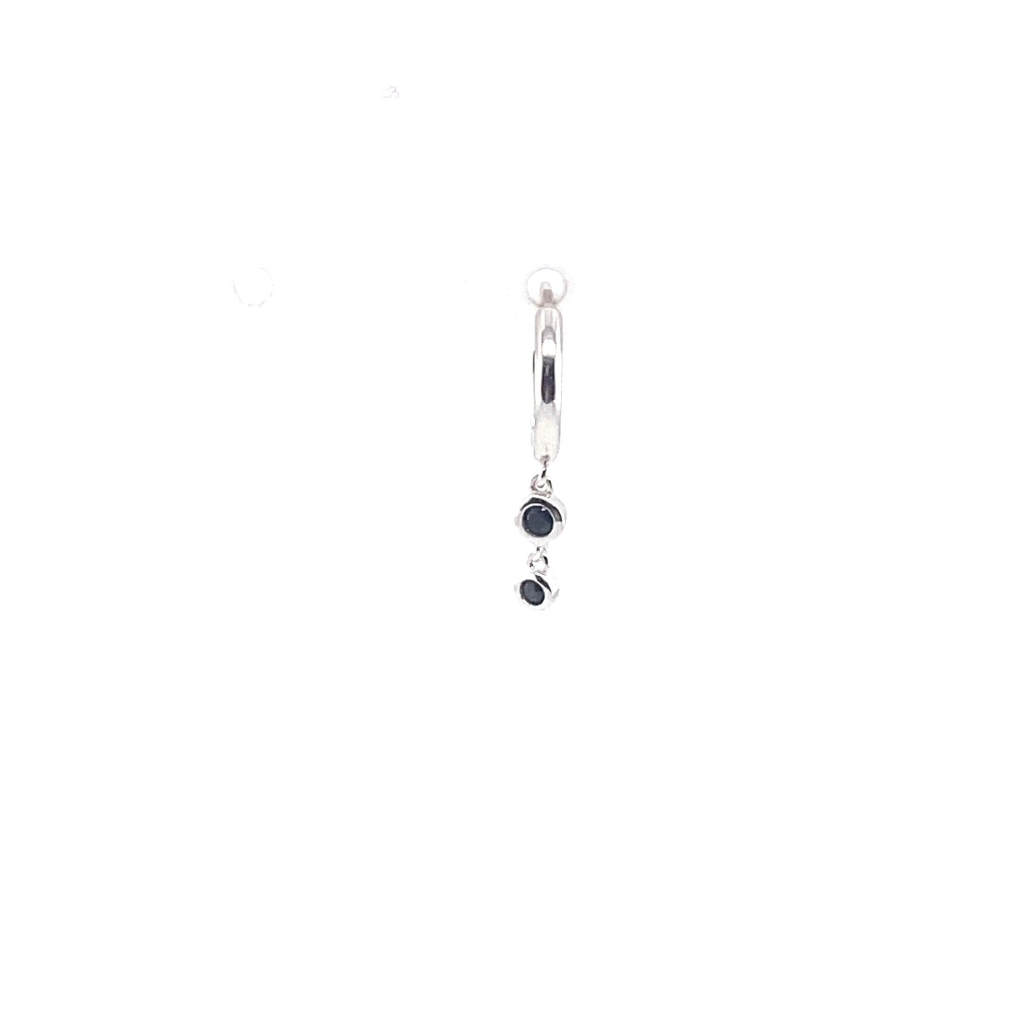 Single Kim Black Stone Charm Huggie - CM Jewellery Designs Ltd