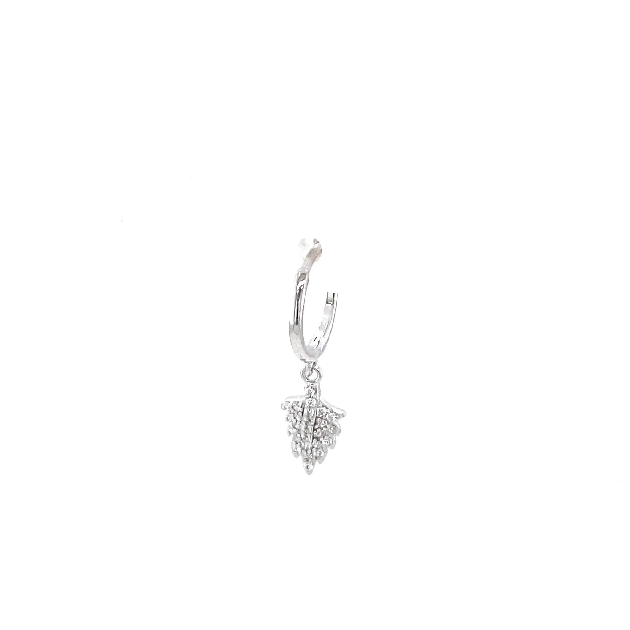 Single Leaf Crystal Charm Huggie - CM Jewellery Designs Ltd