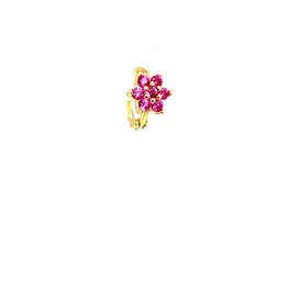 Single Lily Mini Pink Mini Flower Huggie - CM Jewellery Designs Ltd