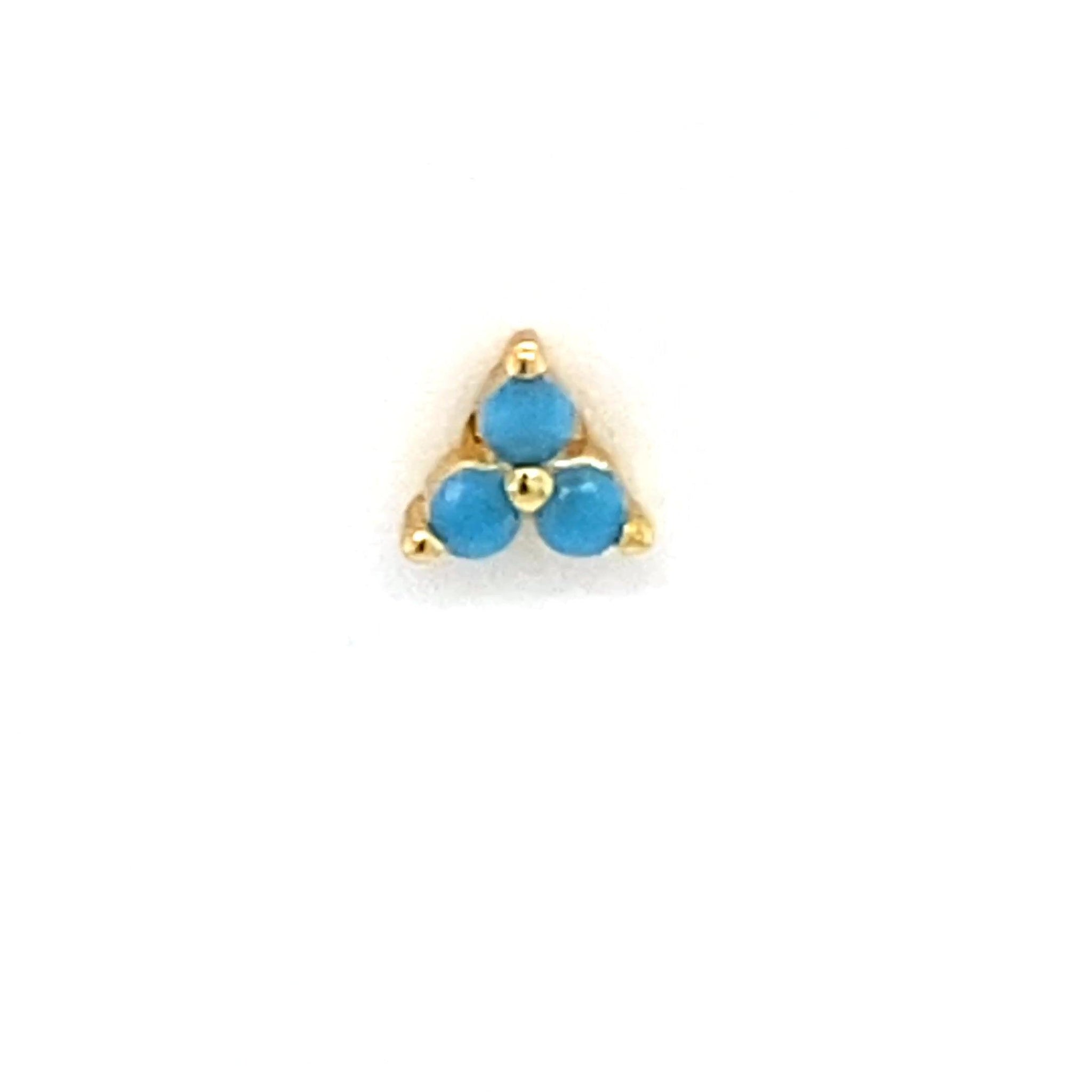 Single Lola Mini Turquoise Trinity Crystal Stud 2.5mm - CM Jewellery Designs Ltd