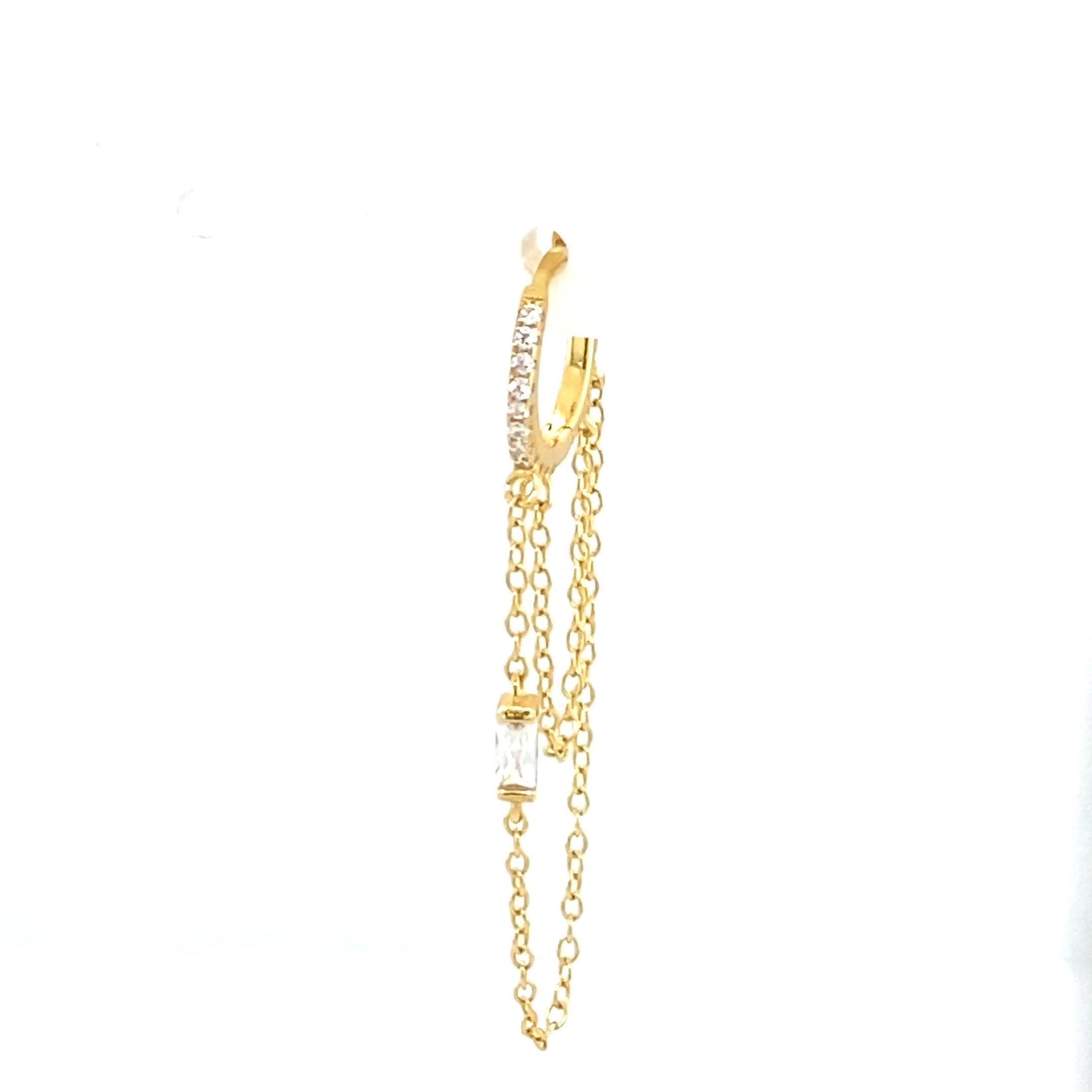 Single Lucy Baguette Crystal Huggie Chain - CM Jewellery Designs Ltd