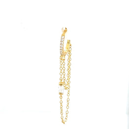 Single Lucy Baguette Crystal Huggie Chain - CM Jewellery Designs Ltd