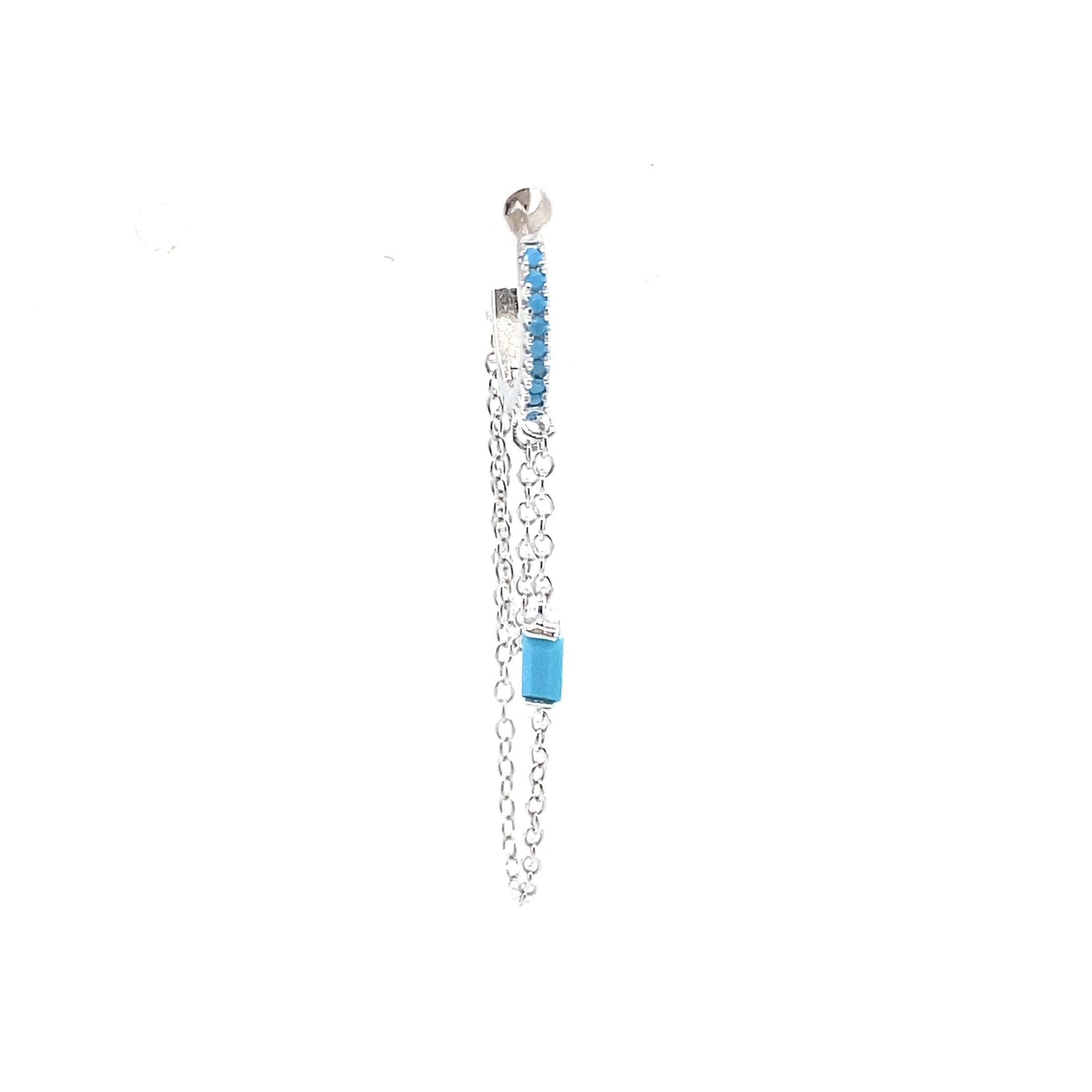 Single Lucy Turquoise Baguette Chain Huggie - CM Jewellery Designs Ltd