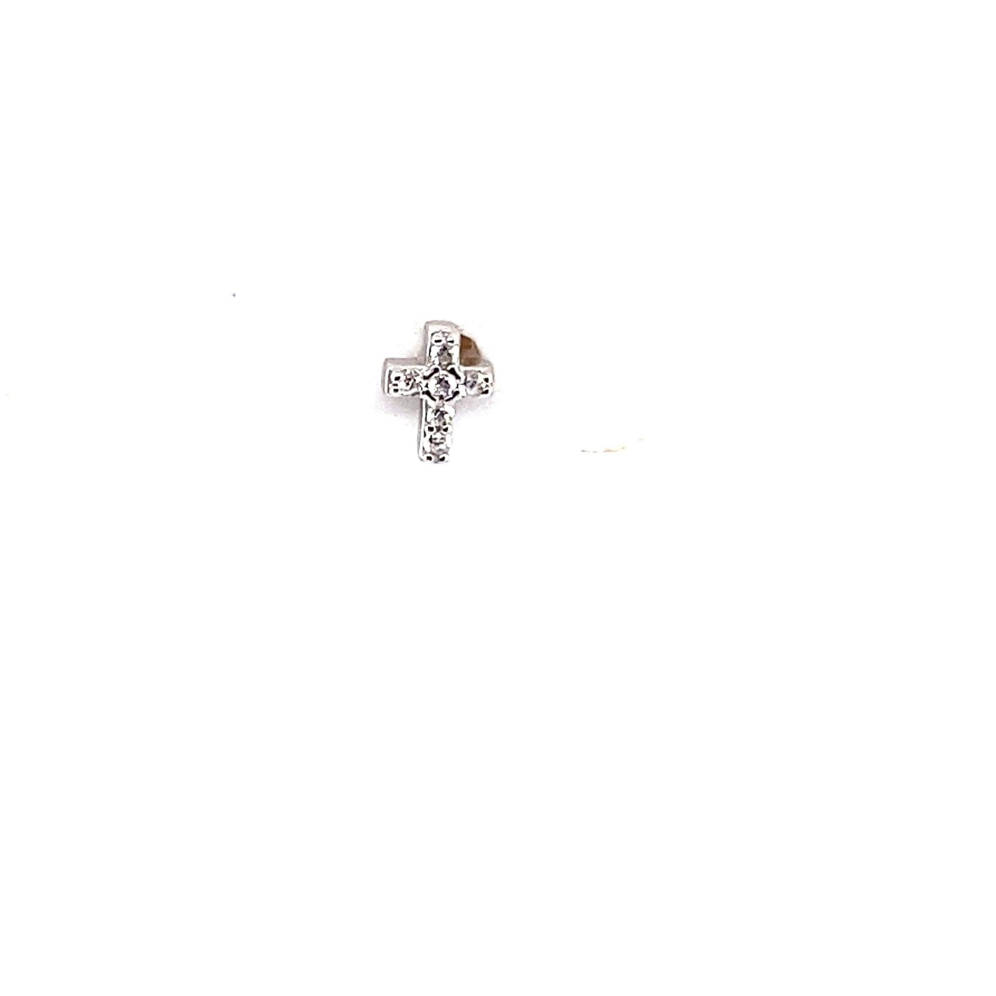 Single Men’s Mini Crystal Cross Stud - CM Jewellery Designs Ltd