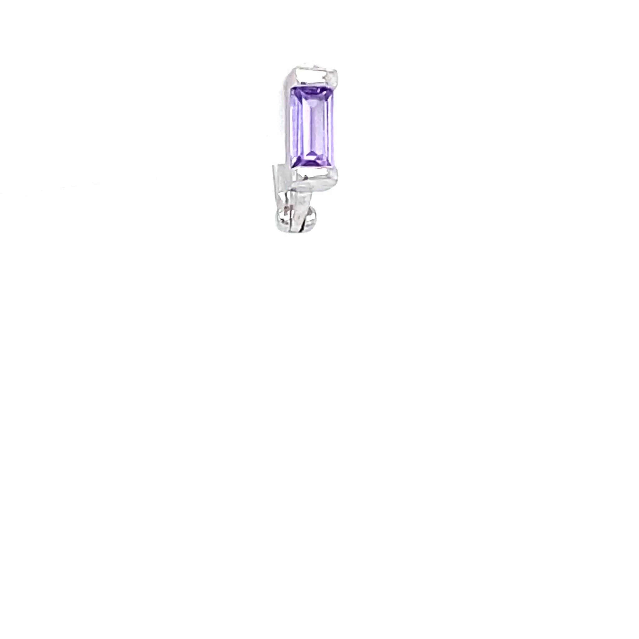 Single Mini Purple Baguette Huggie - CM Jewellery Designs Ltd