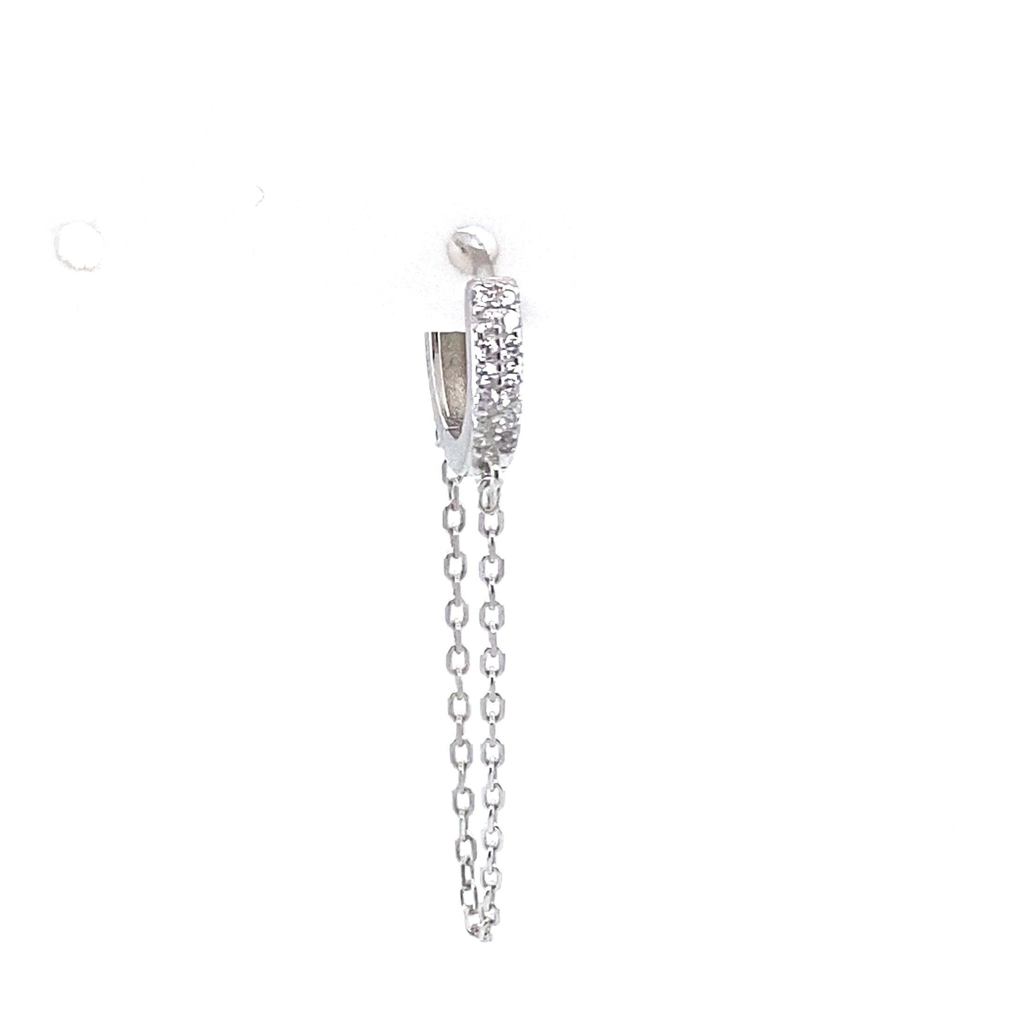 Single Pave Chain Huggie - CM Jewellery Designs Ltd