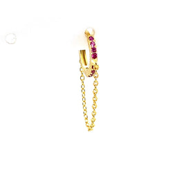 Single Pink Crystal Lolly Huggie Chain - CM Jewellery Designs Ltd