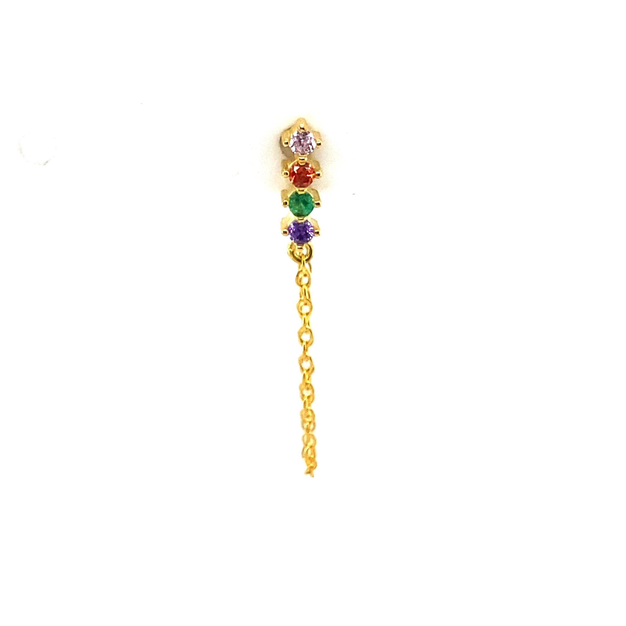 Single Rainbow Bar Stud Chain - CM Jewellery Designs Ltd