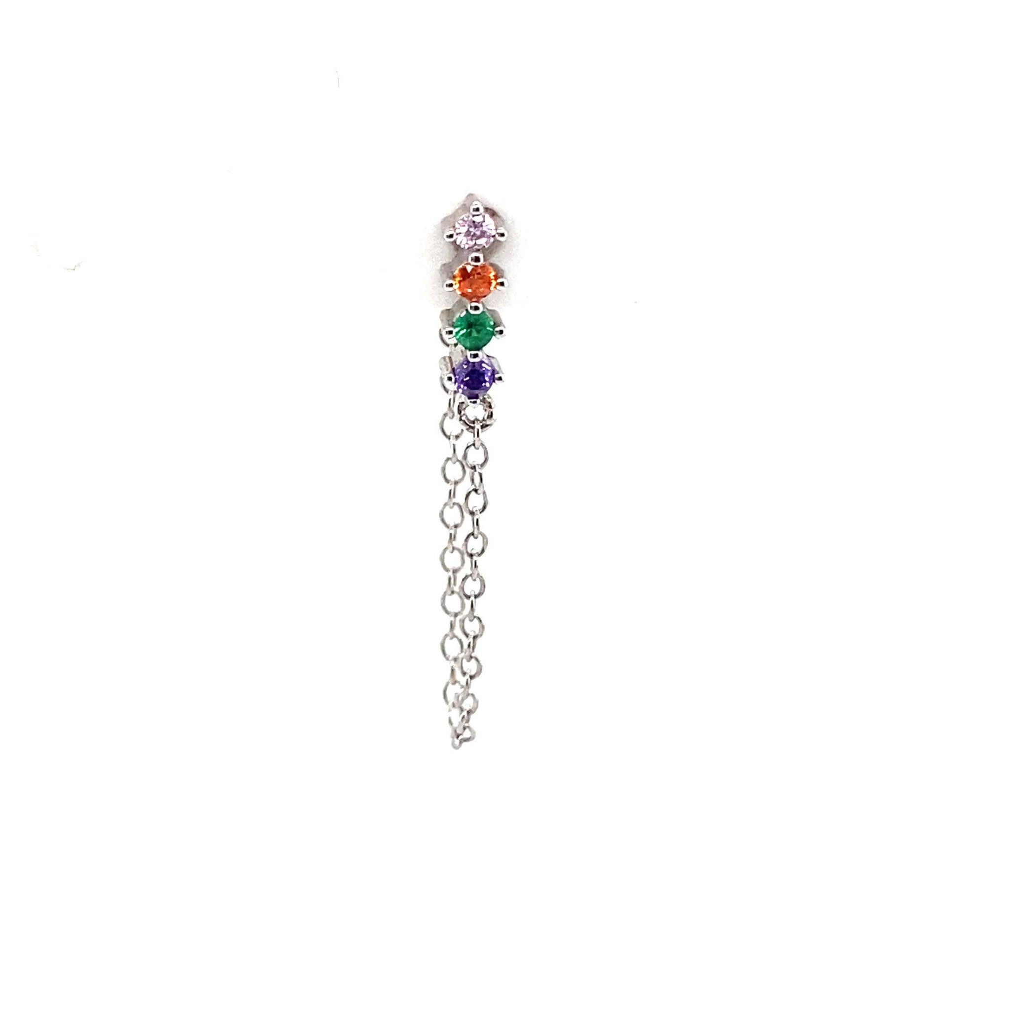 Single Rainbow Bar Stud Chain - CM Jewellery Designs Ltd