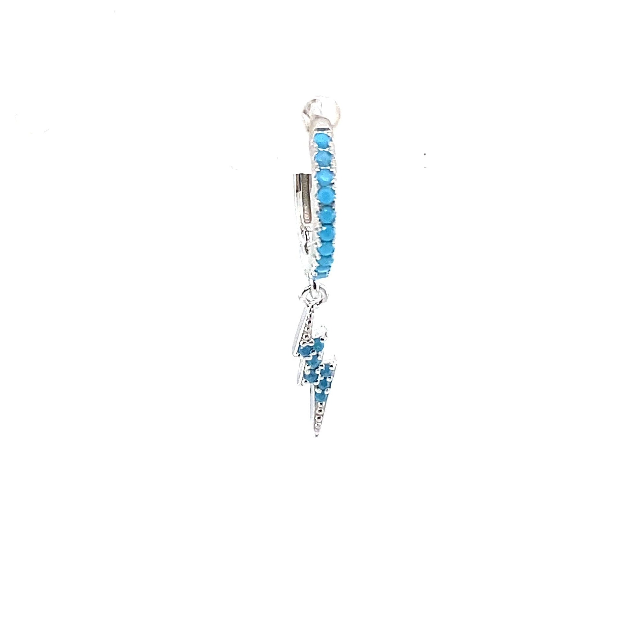 Single Retro Turquoise Lightning Charm Huggie - CM Jewellery Designs Ltd