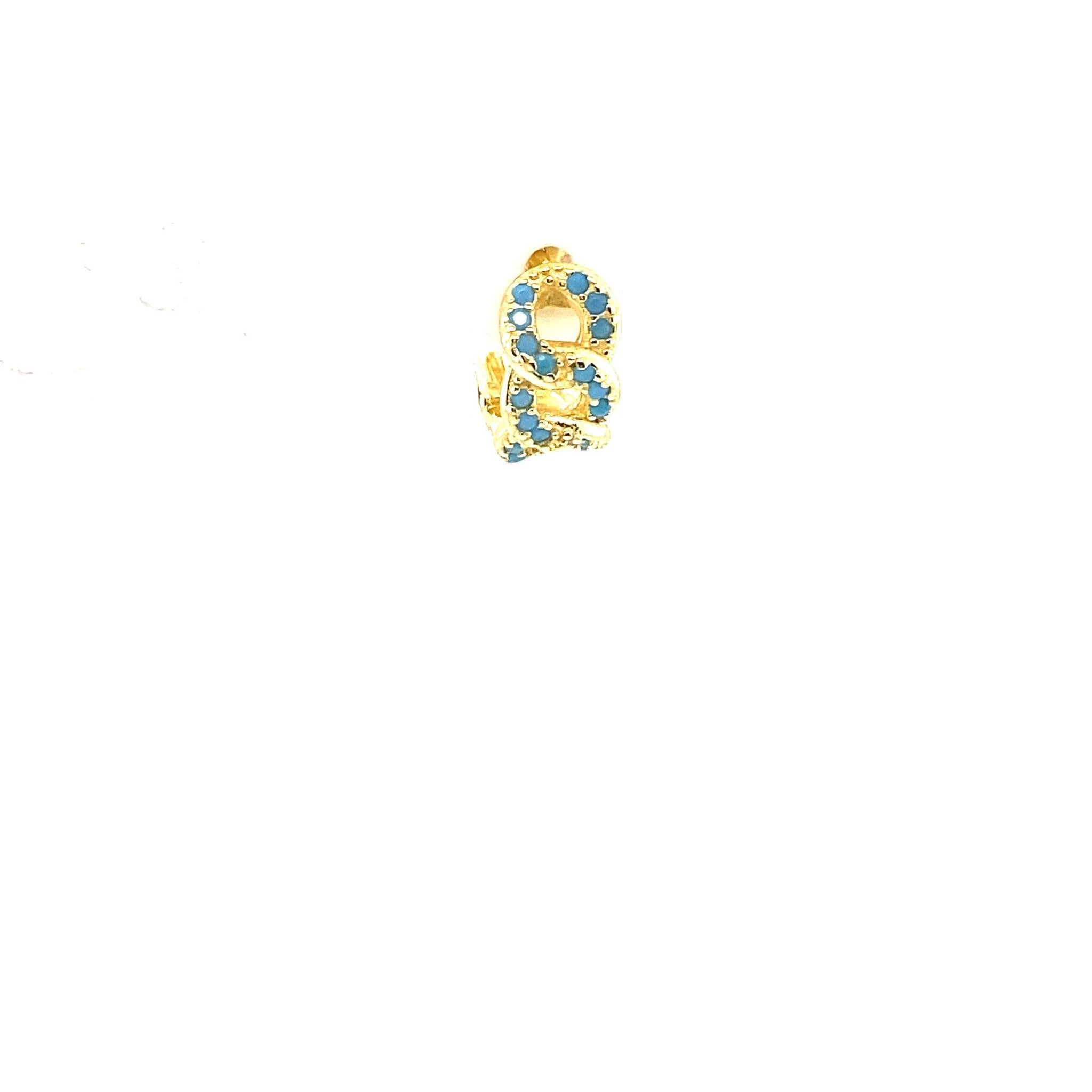 Single Turquoise Crystal Chain Huggie - CM Jewellery Designs Ltd