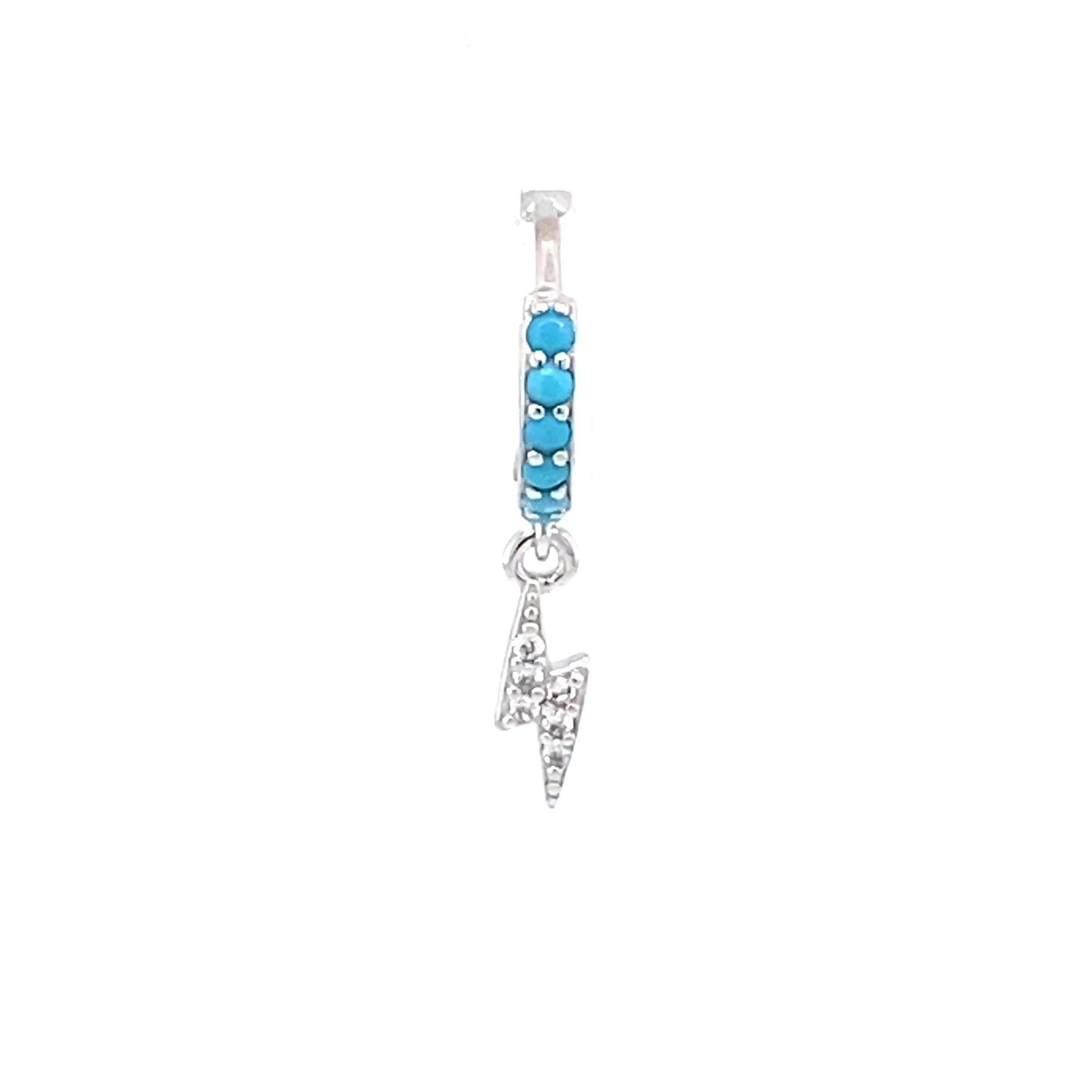 Single Turquoise Lightning Crystal Charm Huggie - CM Jewellery Designs Ltd