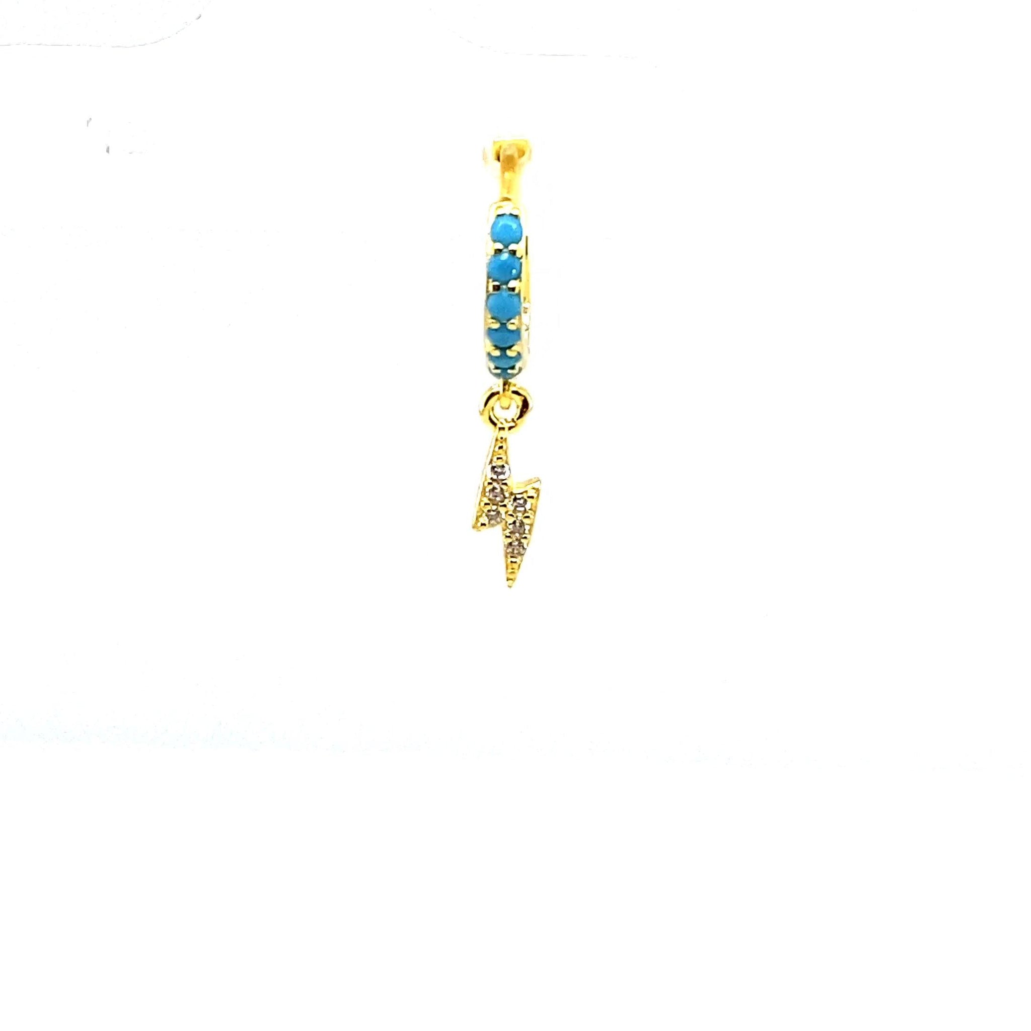 Single Turquoise Lightning Crystal Charm Huggie - CM Jewellery Designs Ltd