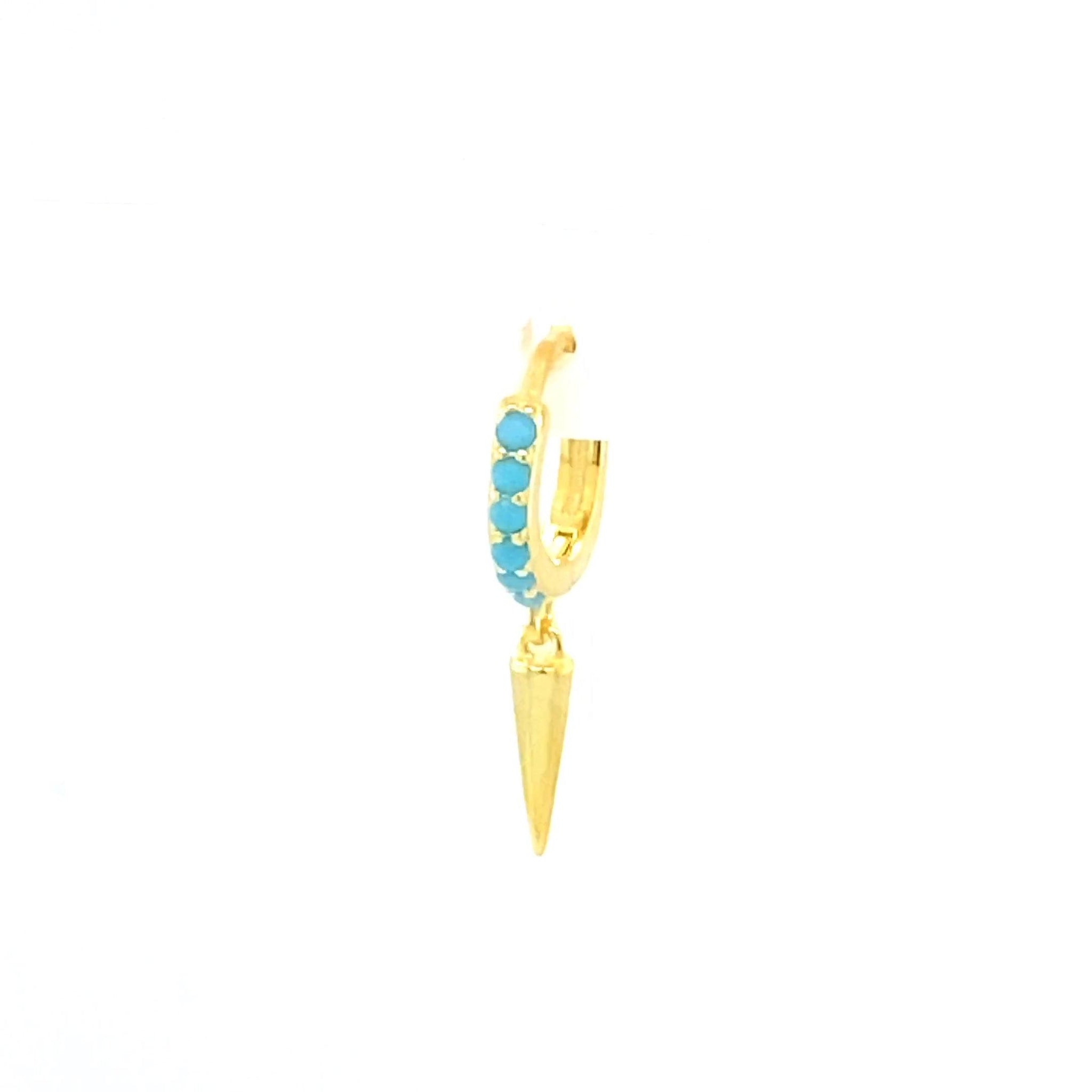 Single Turquoise Spike Charm Huggie - CM Jewellery Designs Ltd