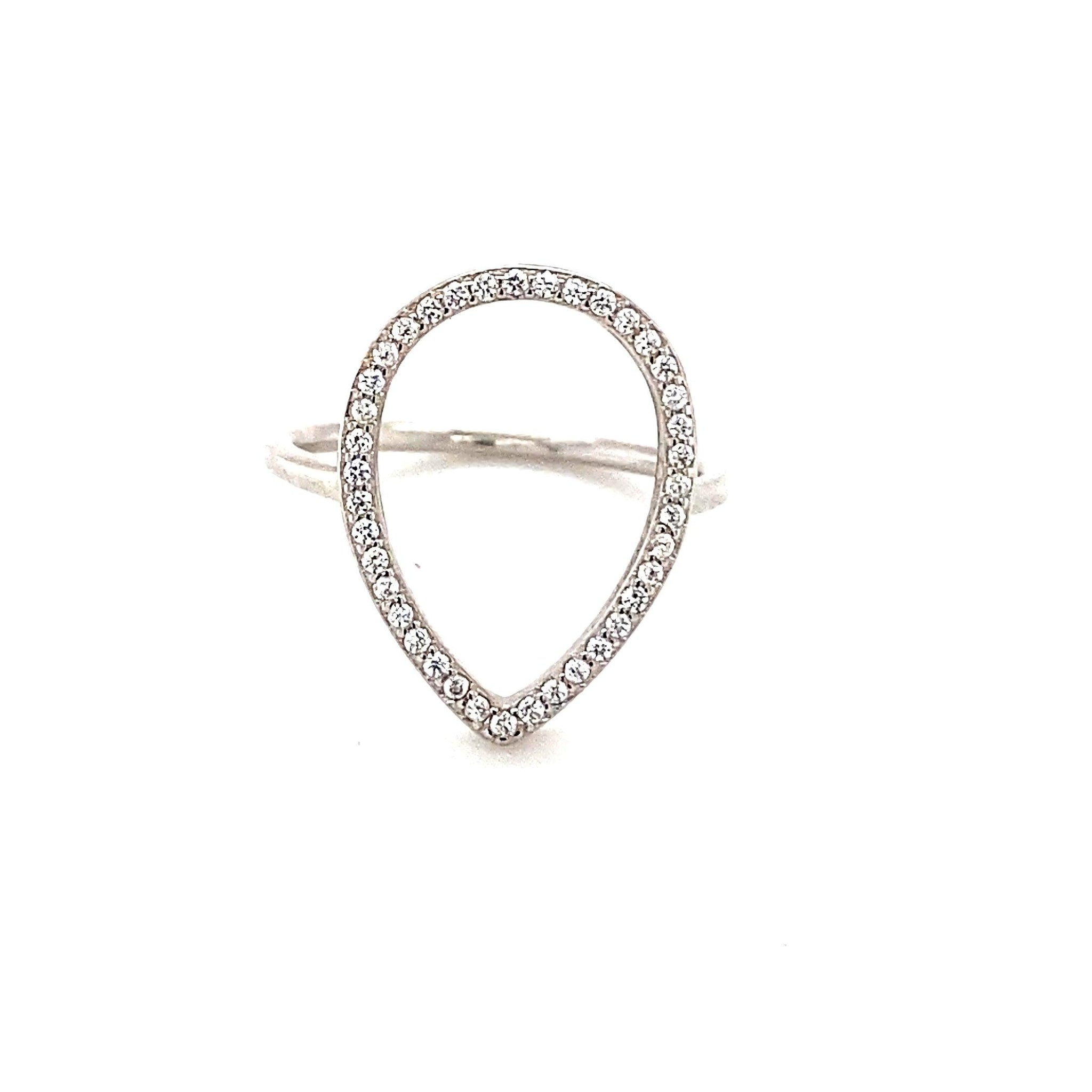 Tear Drop Open Crystal Ring - CM Jewellery Designs Ltd