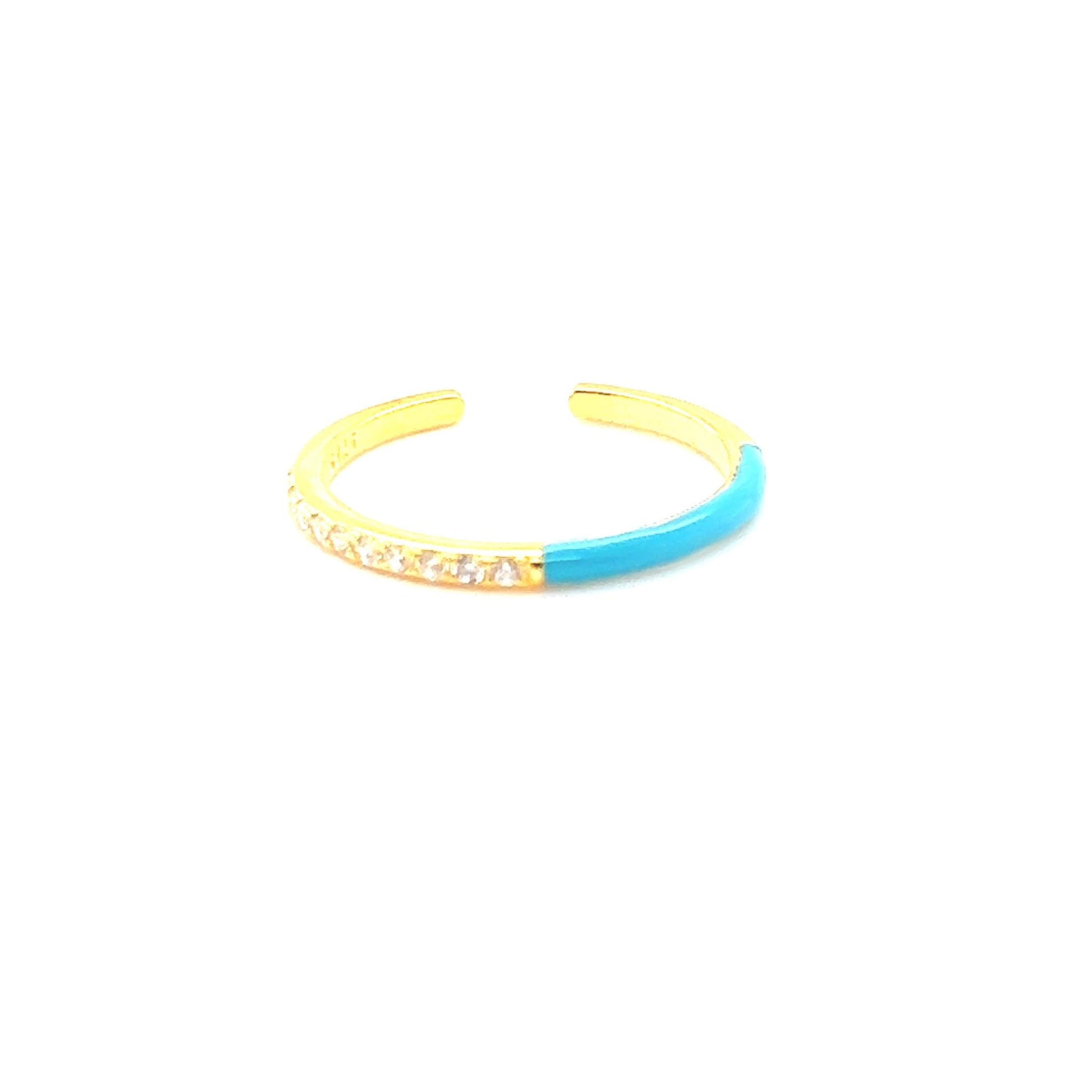 Turquoise & Crystal Adjustable Ring - CM Jewellery Designs Ltd